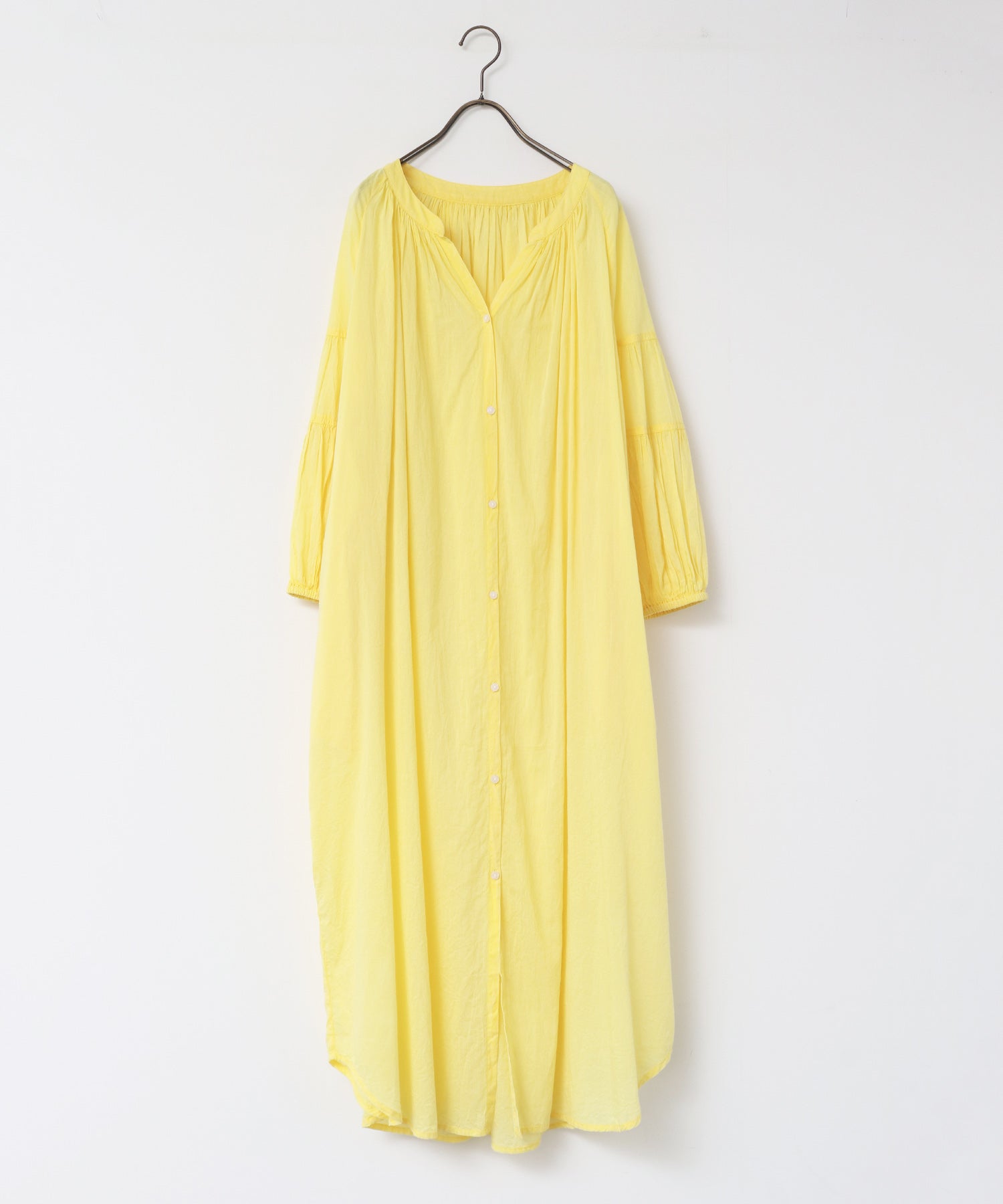 コットンボイル 七分袖シャツワンピース