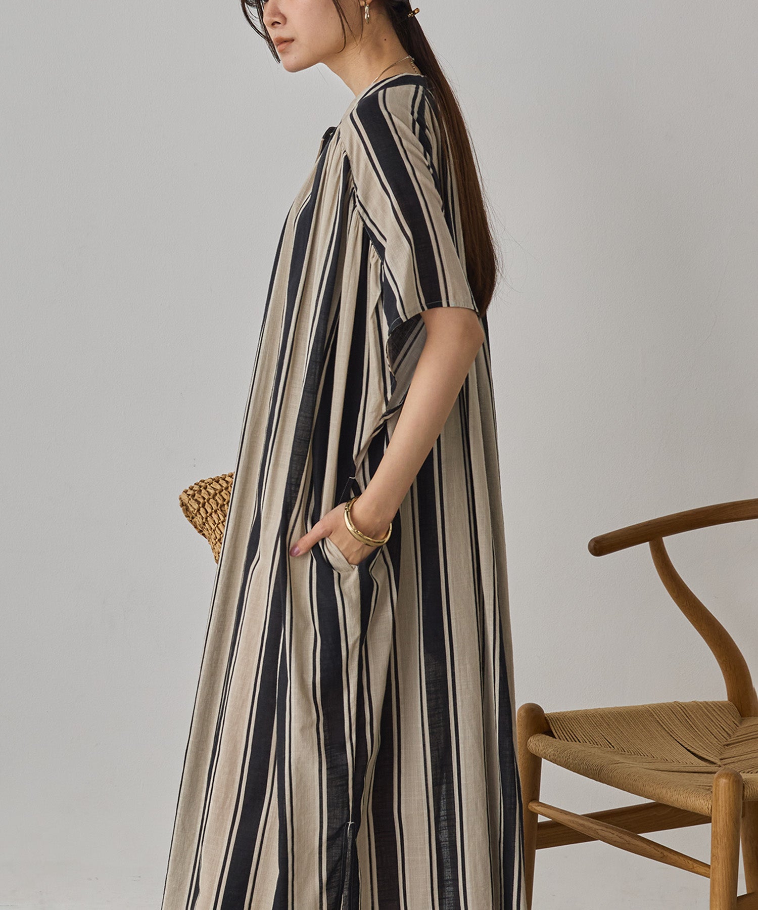 COTTON SLUB STRIPED DRESS