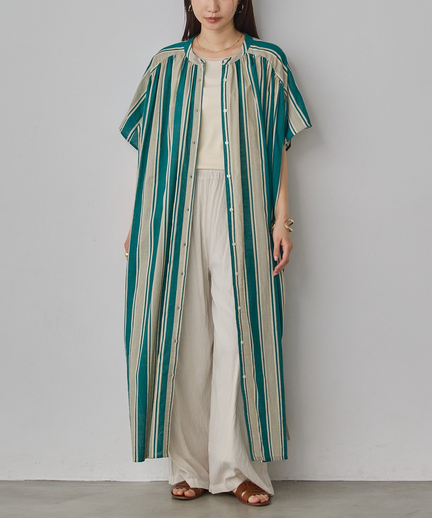 COTTON SLUB STRIPED DRESS