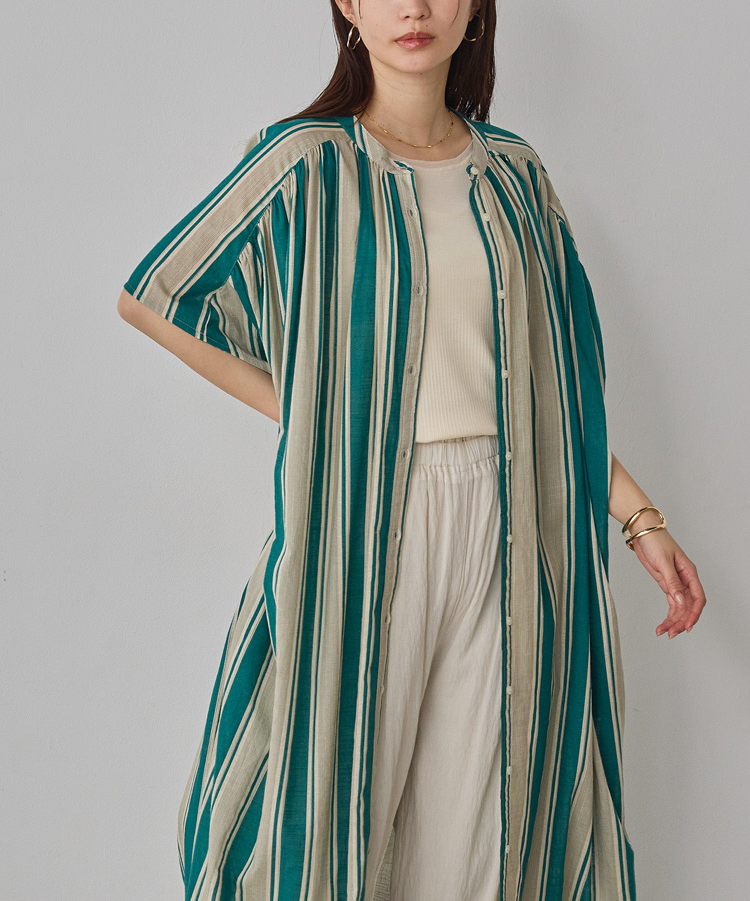 COTTON SLUB STRIPED DRESS