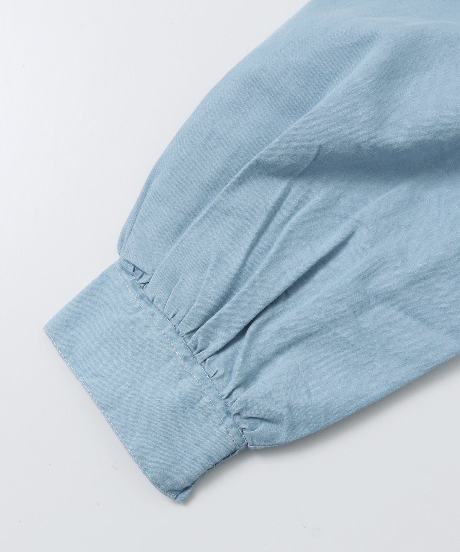 DENIM SMOCKING ONE-PIECE