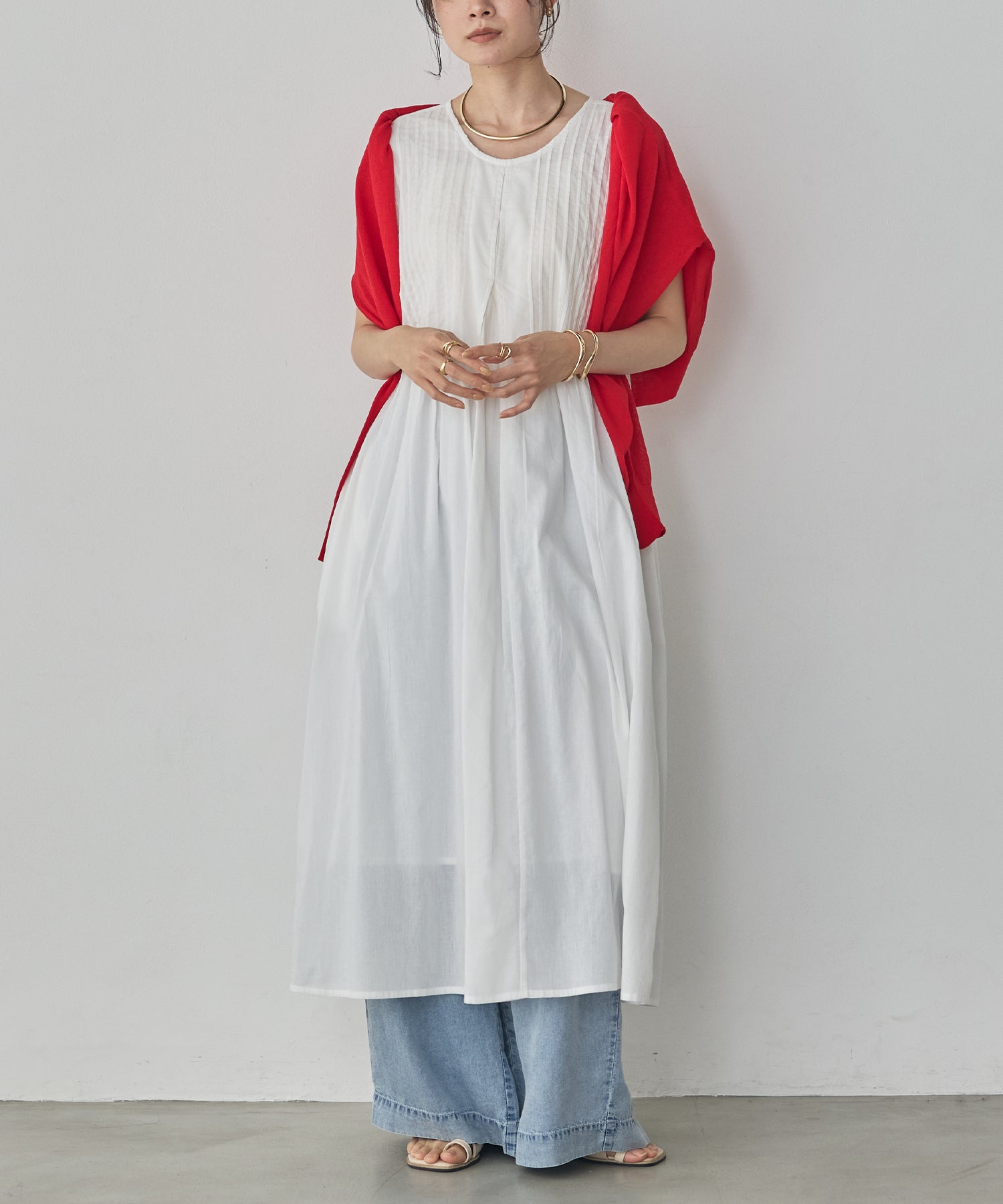 PINTUCK SLEEVELESS DRESS