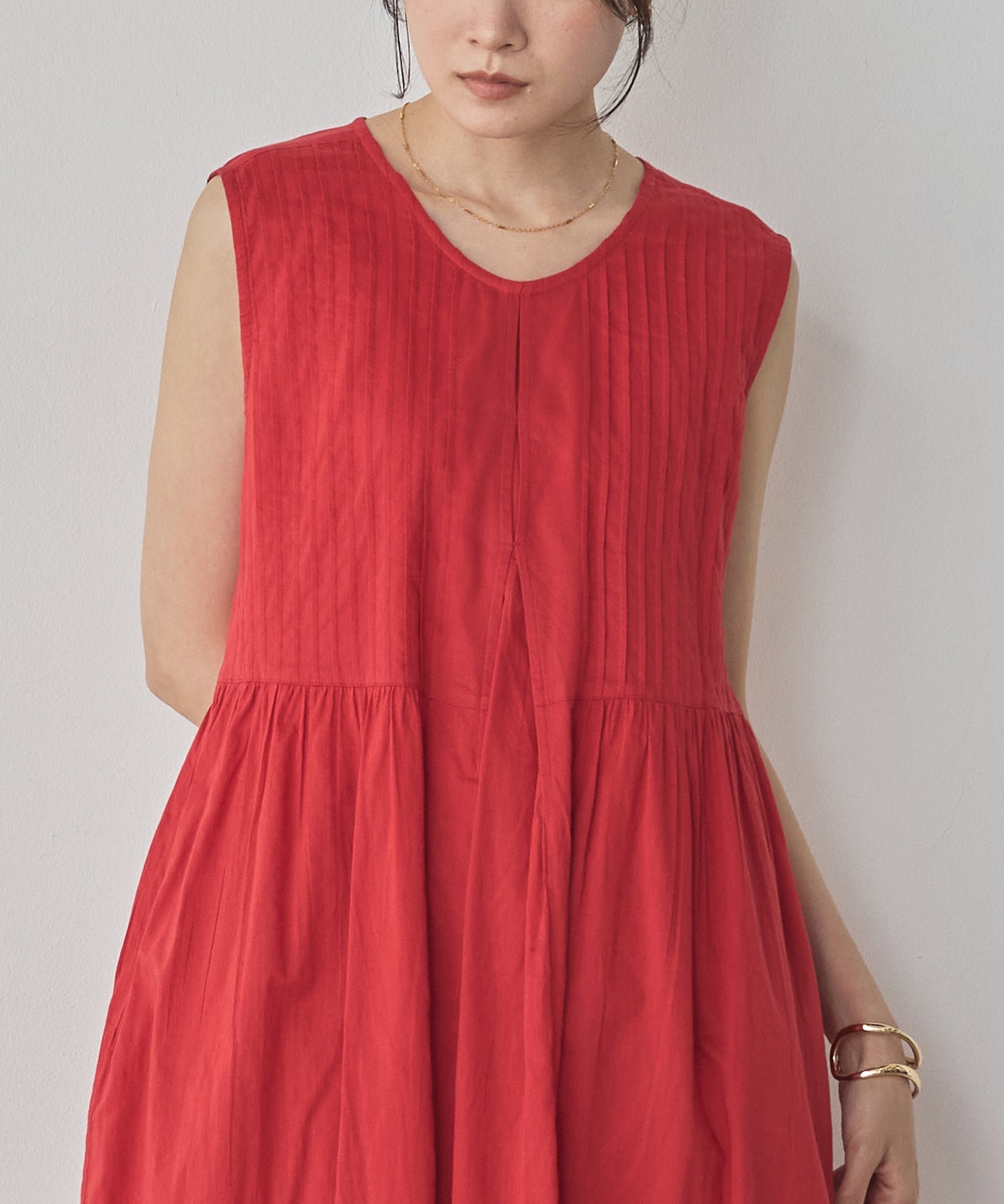 PINTUCK SLEEVELESS DRESS