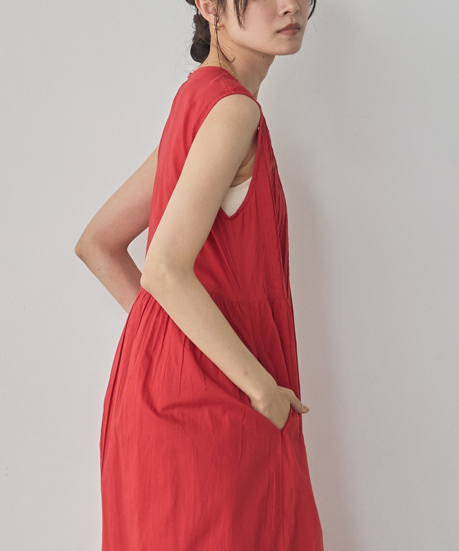 PINTUCK SLEEVELESS DRESS