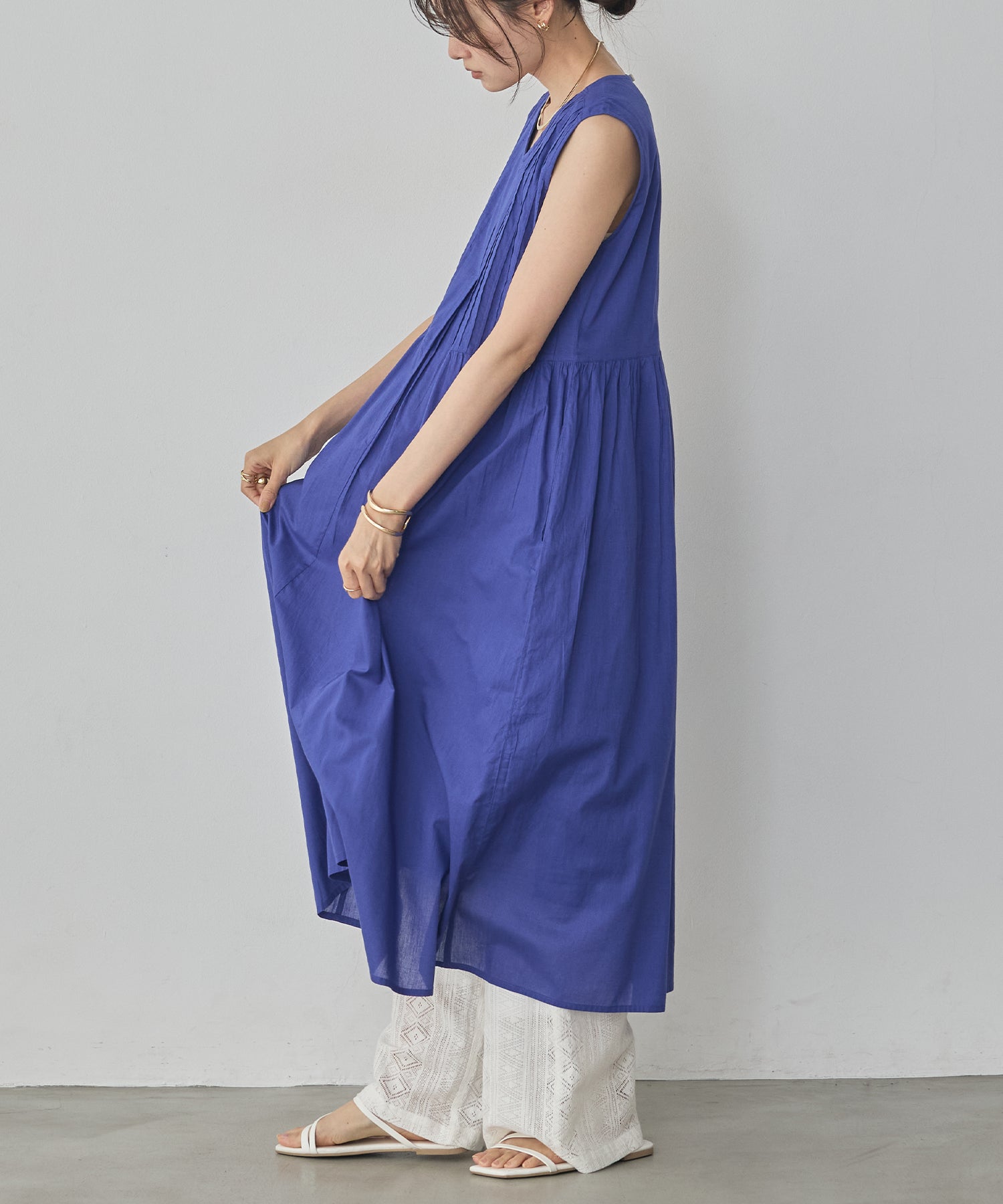 PINTUCK SLEEVELESS DRESS