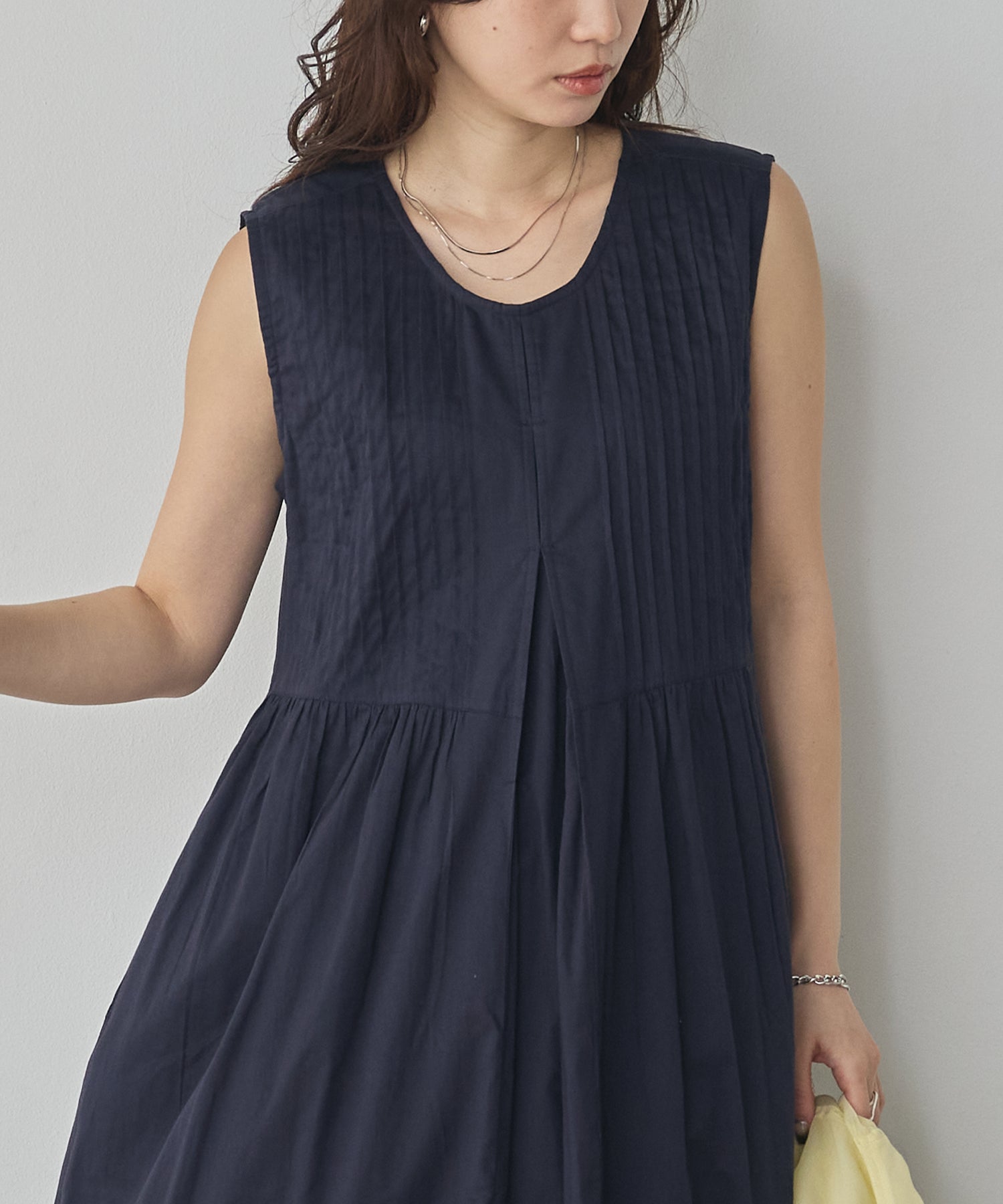 PINTUCK SLEEVELESS DRESS