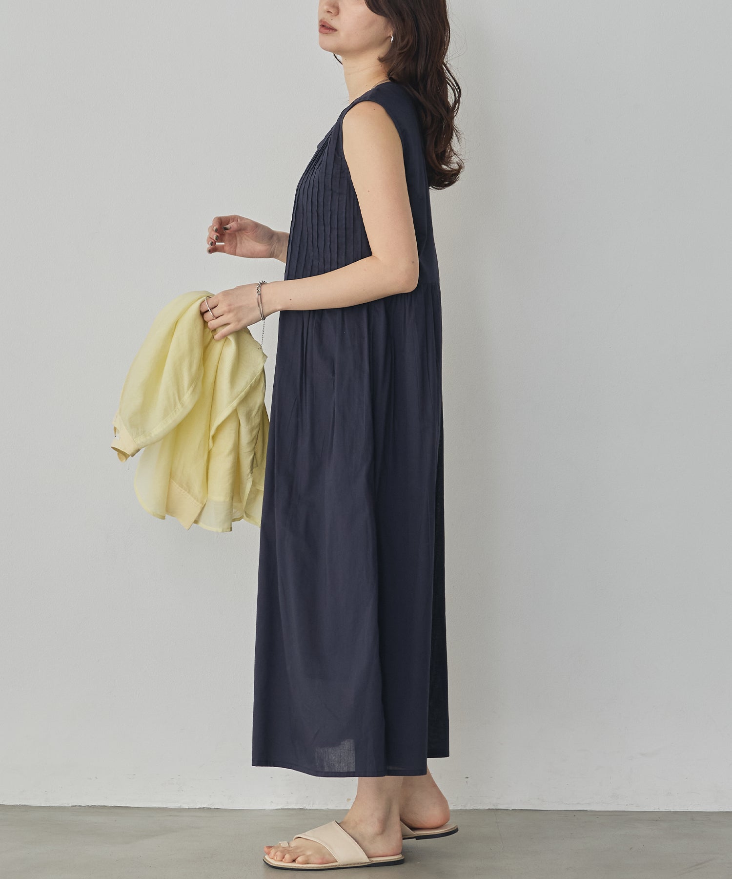 PINTUCK SLEEVELESS DRESS