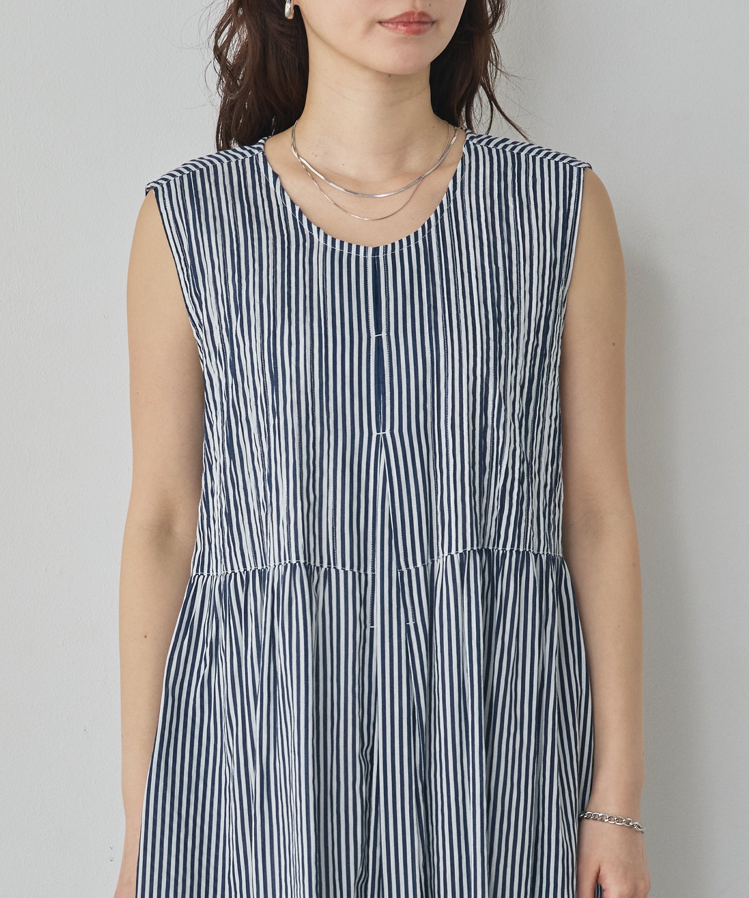 PINTUCK SLEEVELESS DRESS
