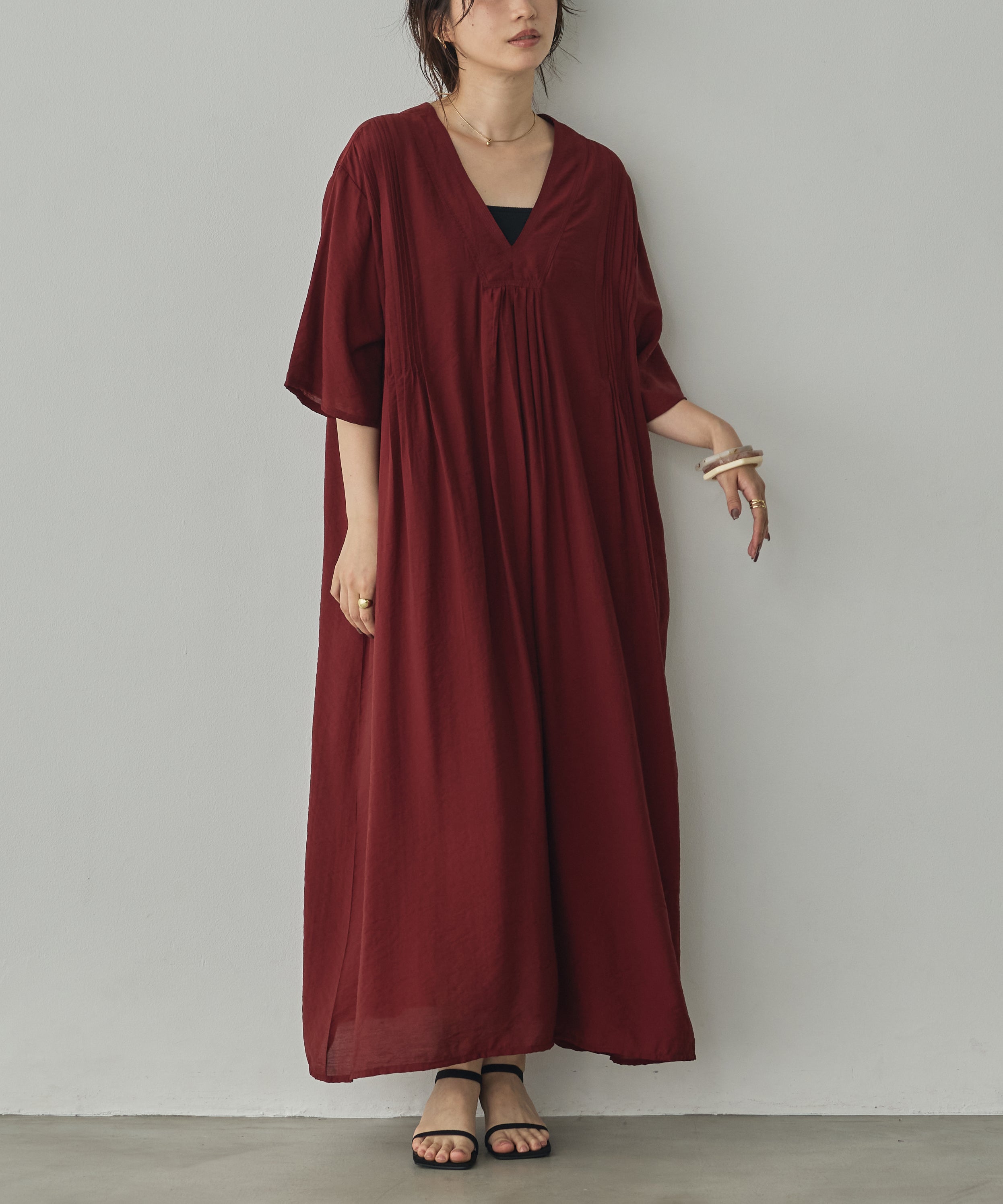 THREE-QUARTER SLEEVES KAFTAN-STYLE DRESS