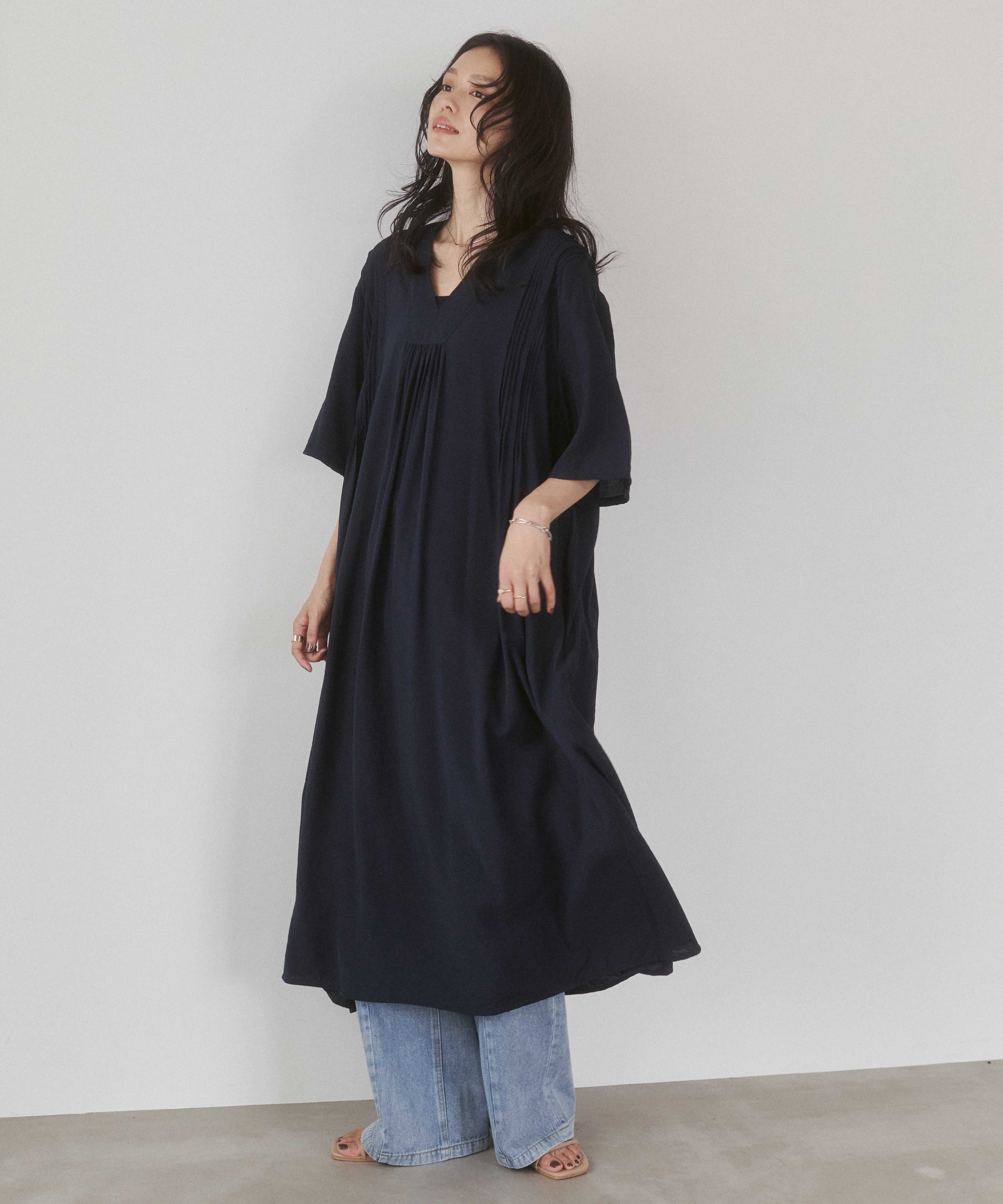 THREE-QUARTER SLEEVES KAFTAN-STYLE DRESS