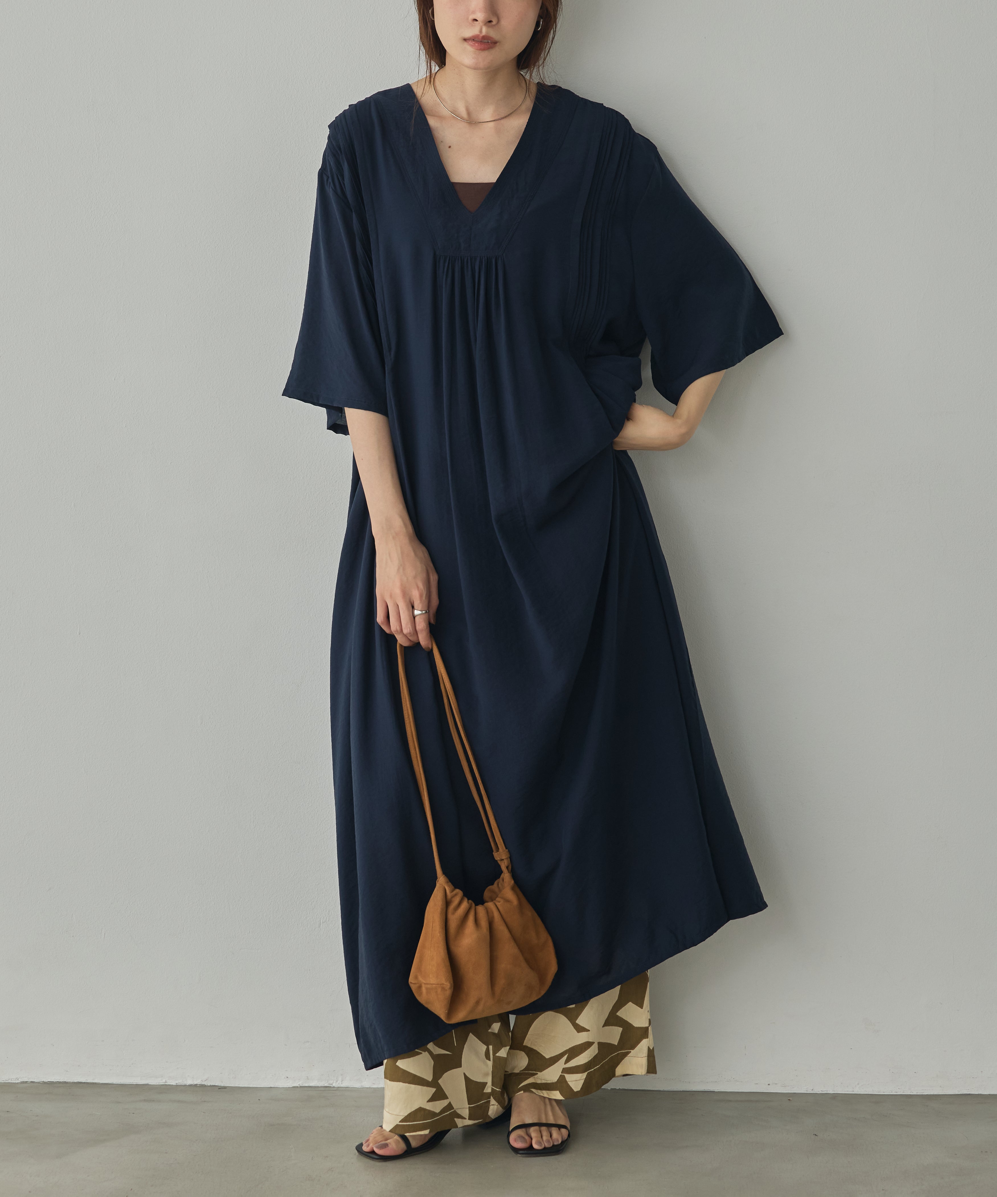 THREE-QUARTER SLEEVES KAFTAN-STYLE DRESS