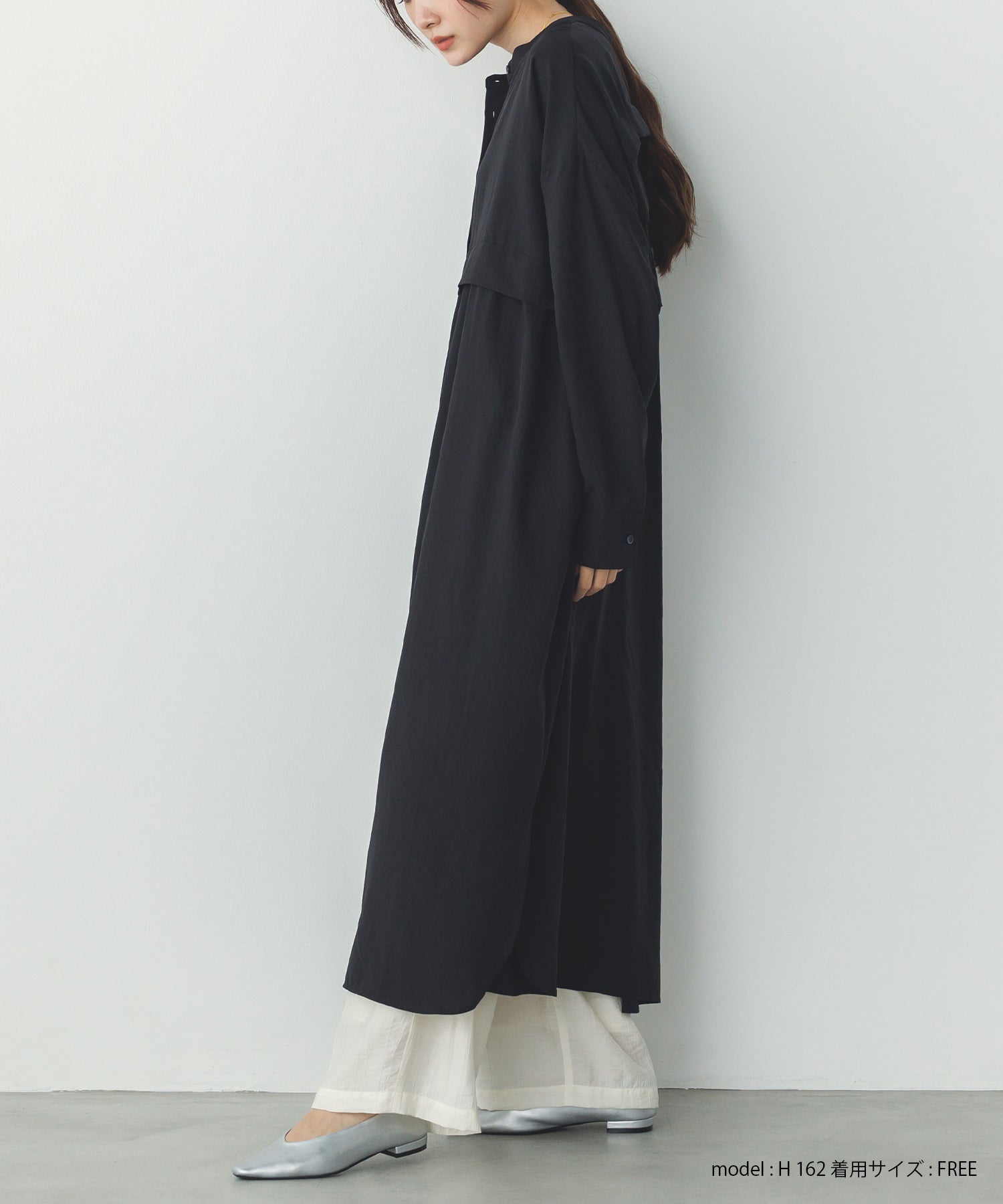 スパンローン気流染めタックワンピース