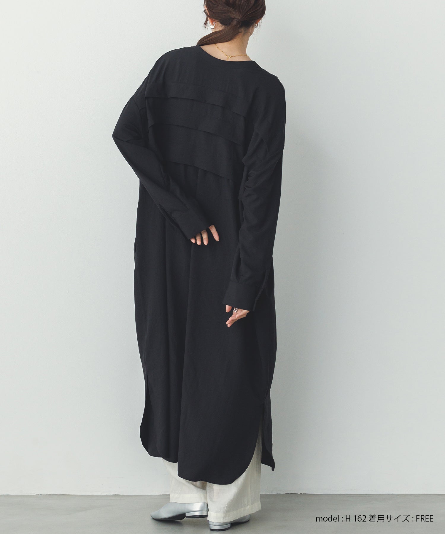 スパンローン気流染めタックワンピース