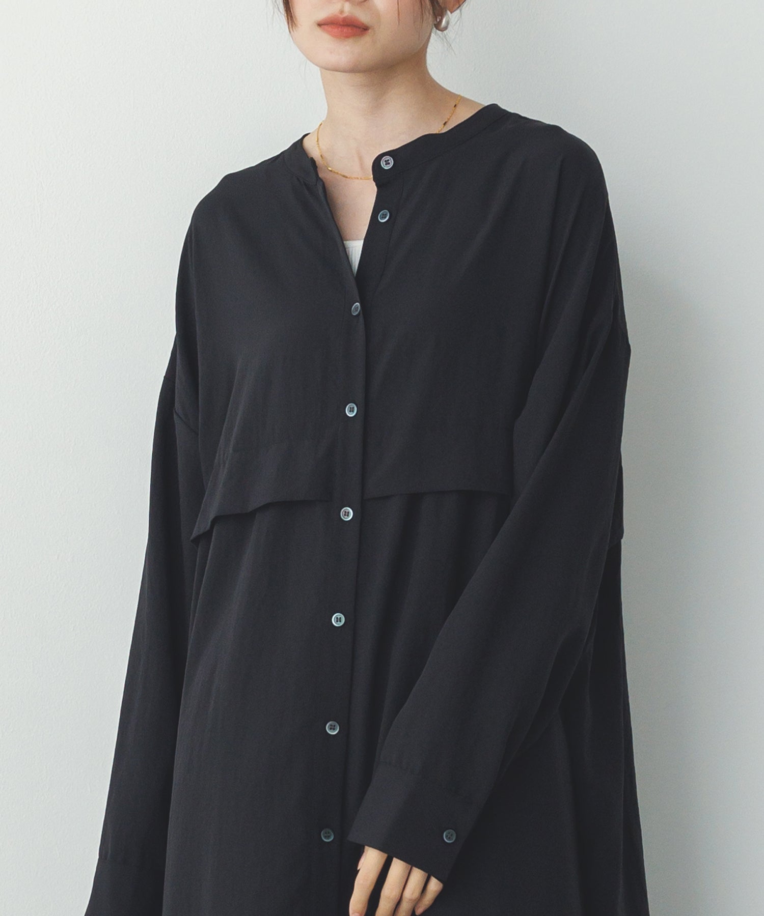 スパンローン気流染めタックワンピース