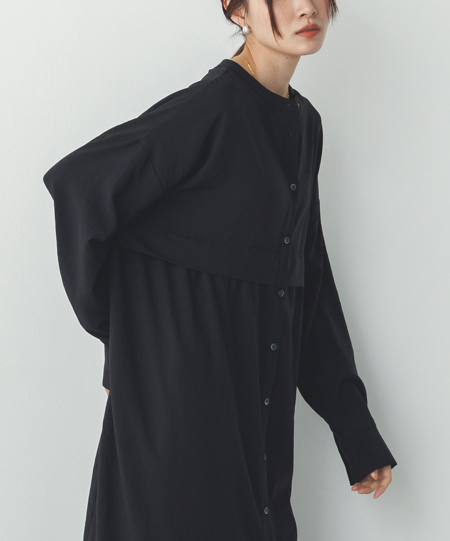 スパンローン気流染めタックワンピース