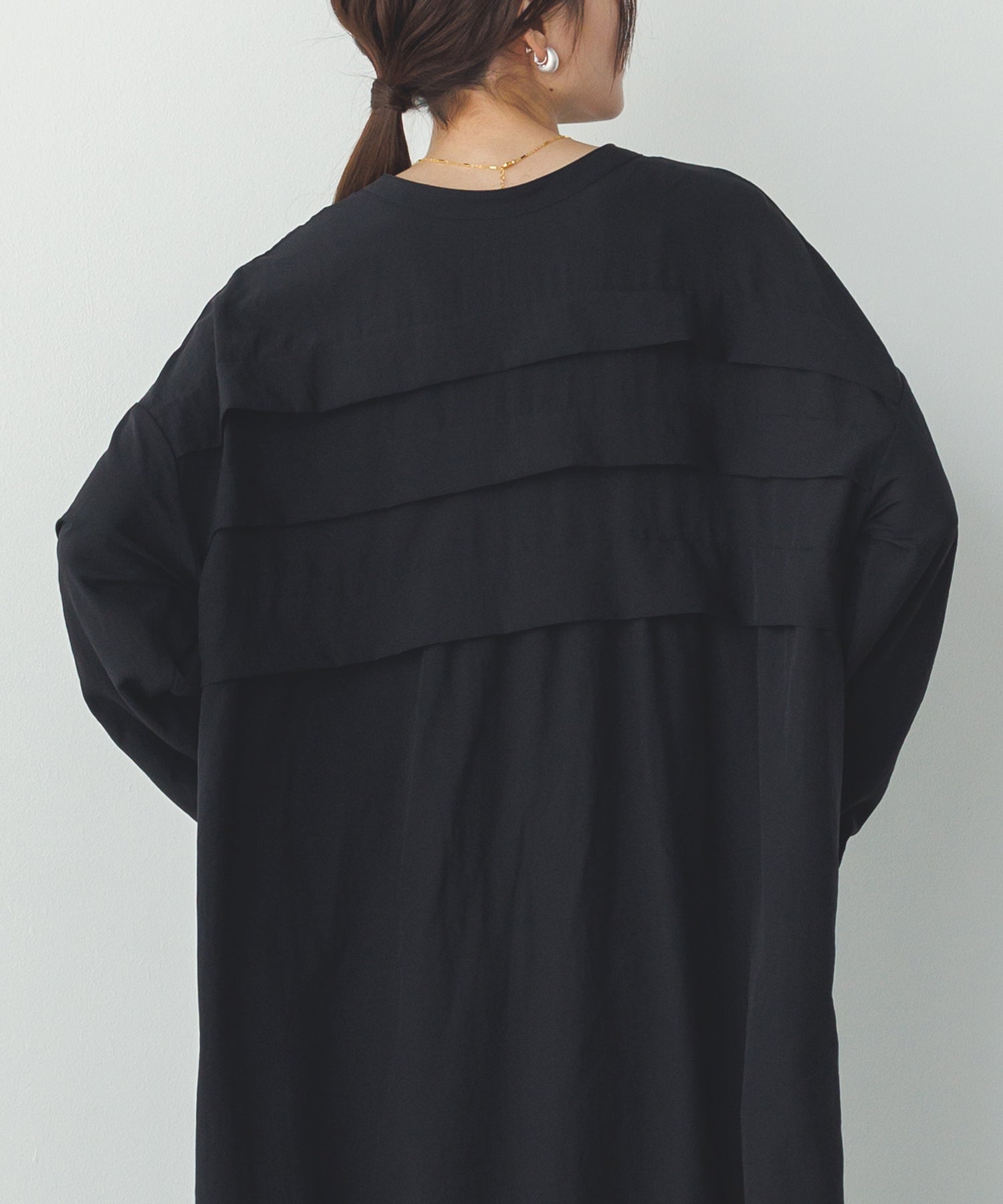 スパンローン気流染めタックワンピース