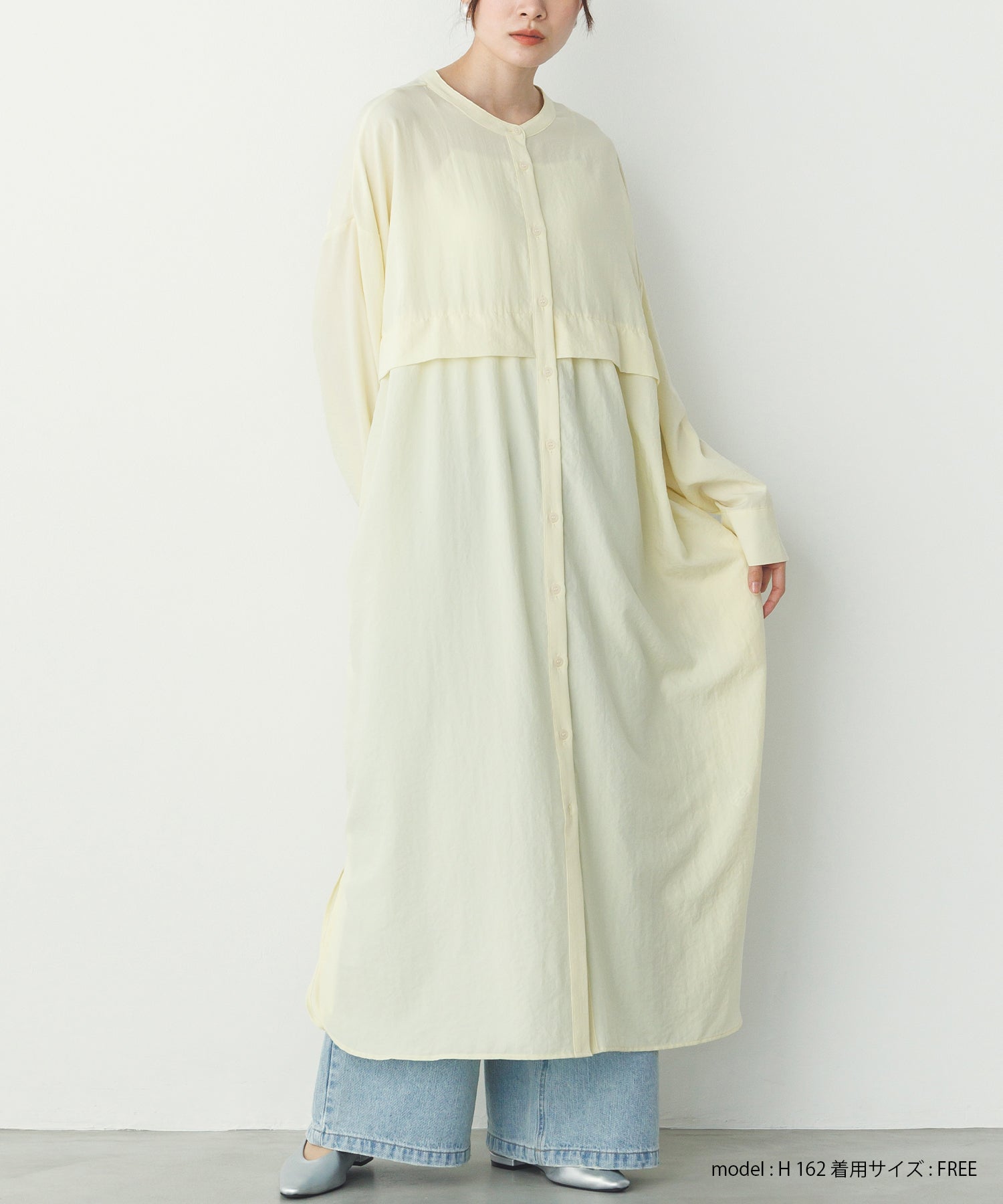 スパンローン気流染めタックワンピース