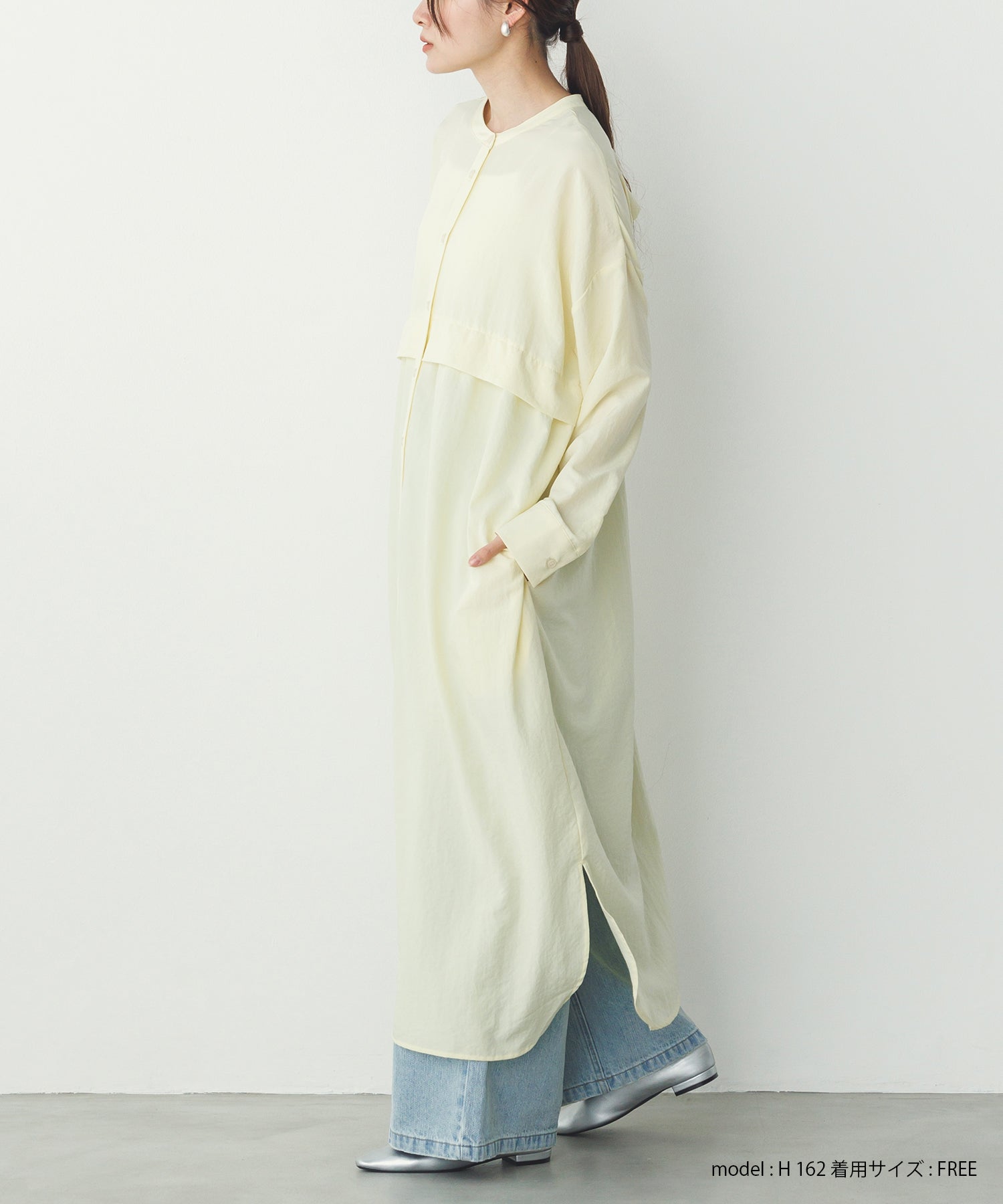 スパンローン気流染めタックワンピース