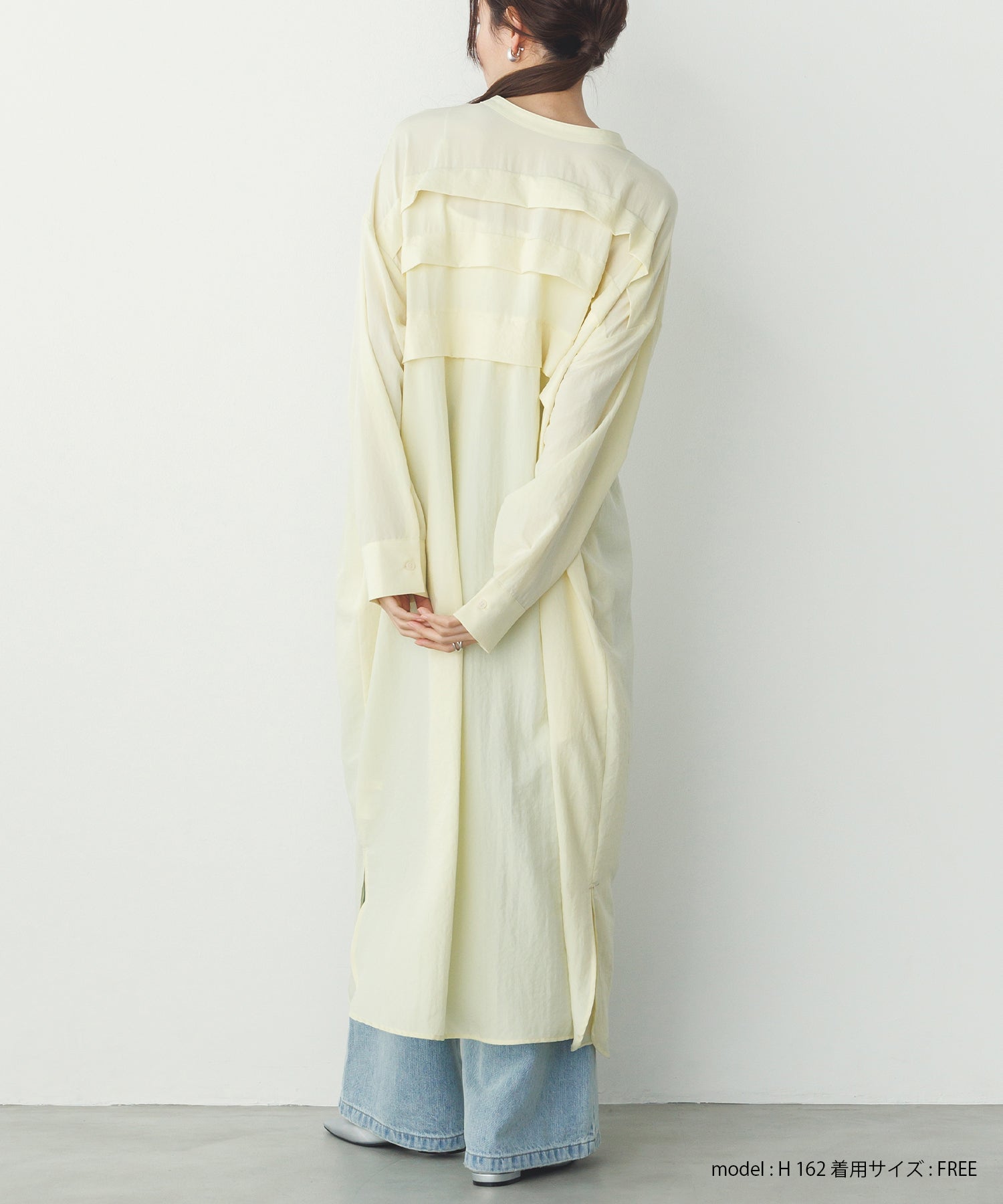 スパンローン気流染めタックワンピース