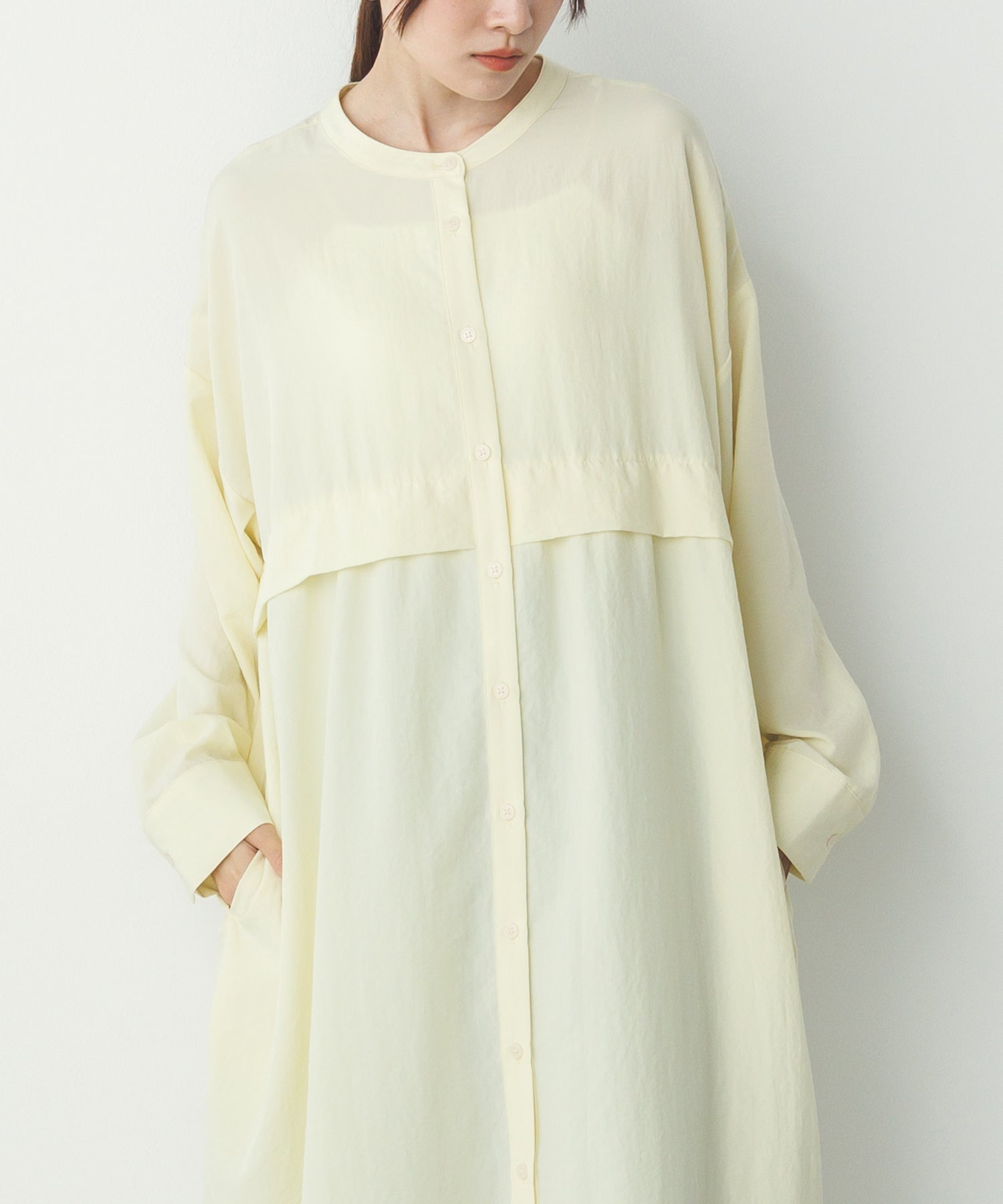 スパンローン気流染めタックワンピース