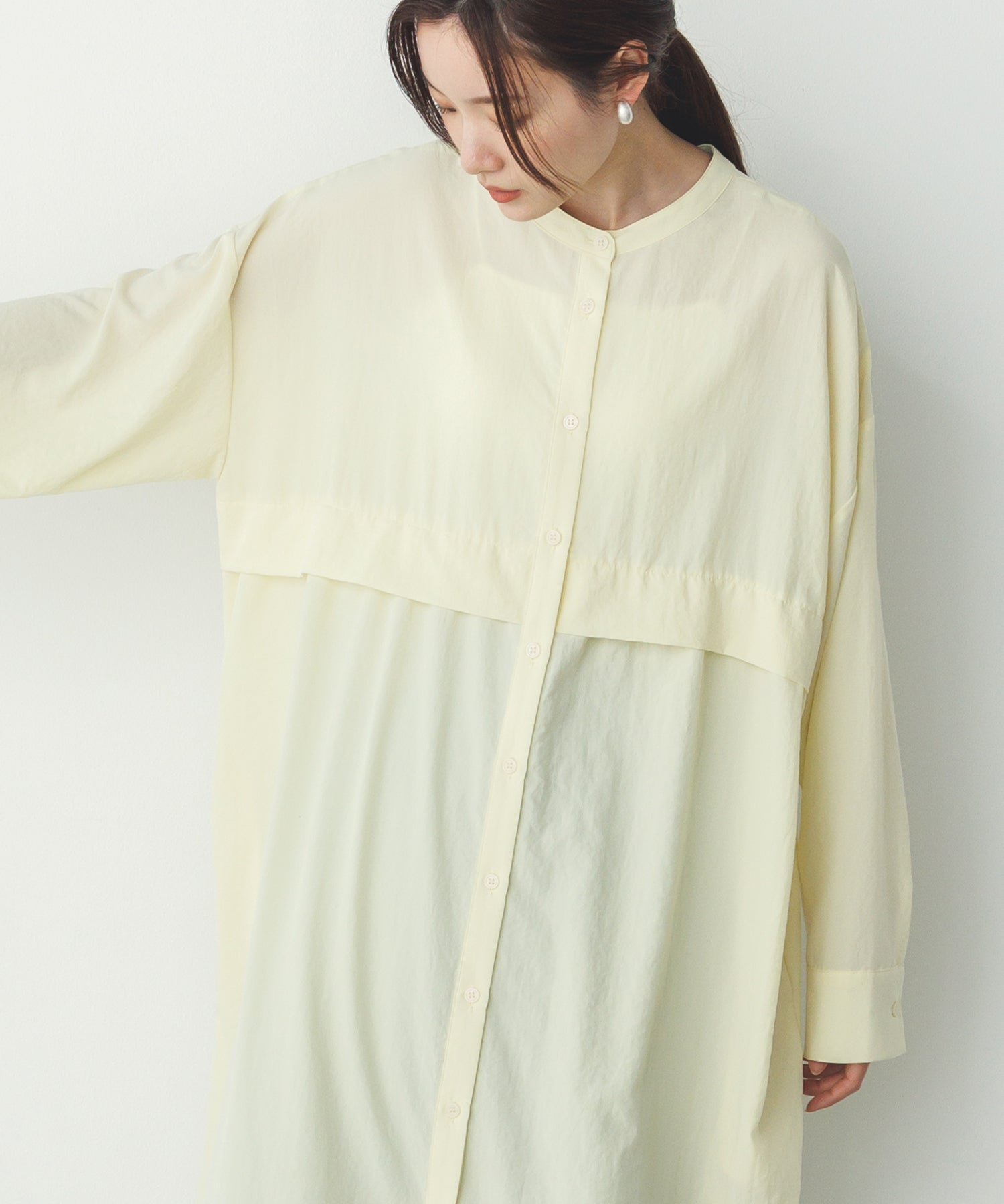 スパンローン気流染めタックワンピース