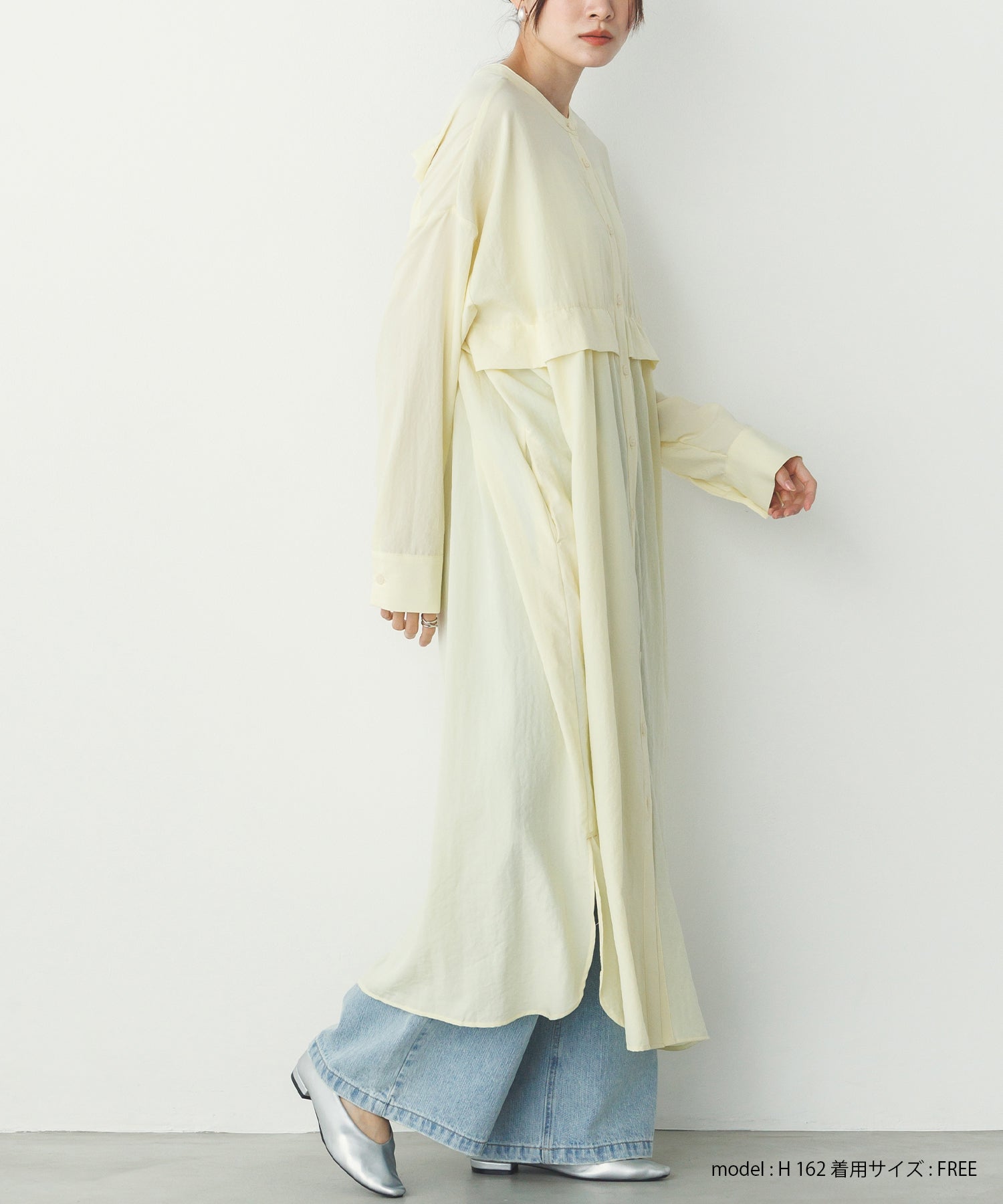 スパンローン気流染めタックワンピース