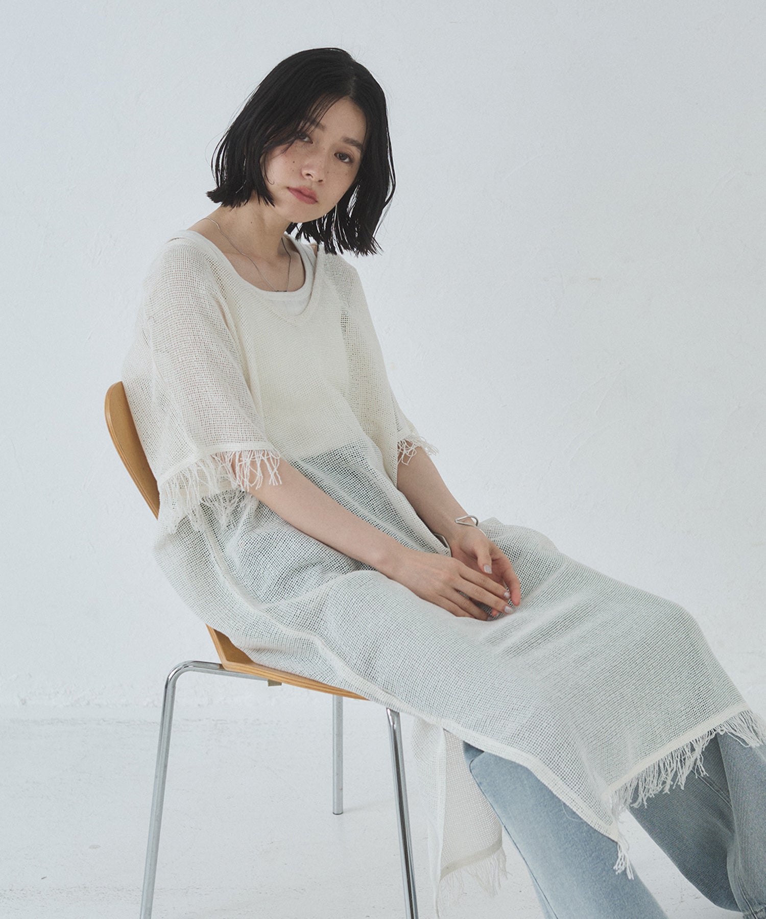 メッシュ ジレワンピース