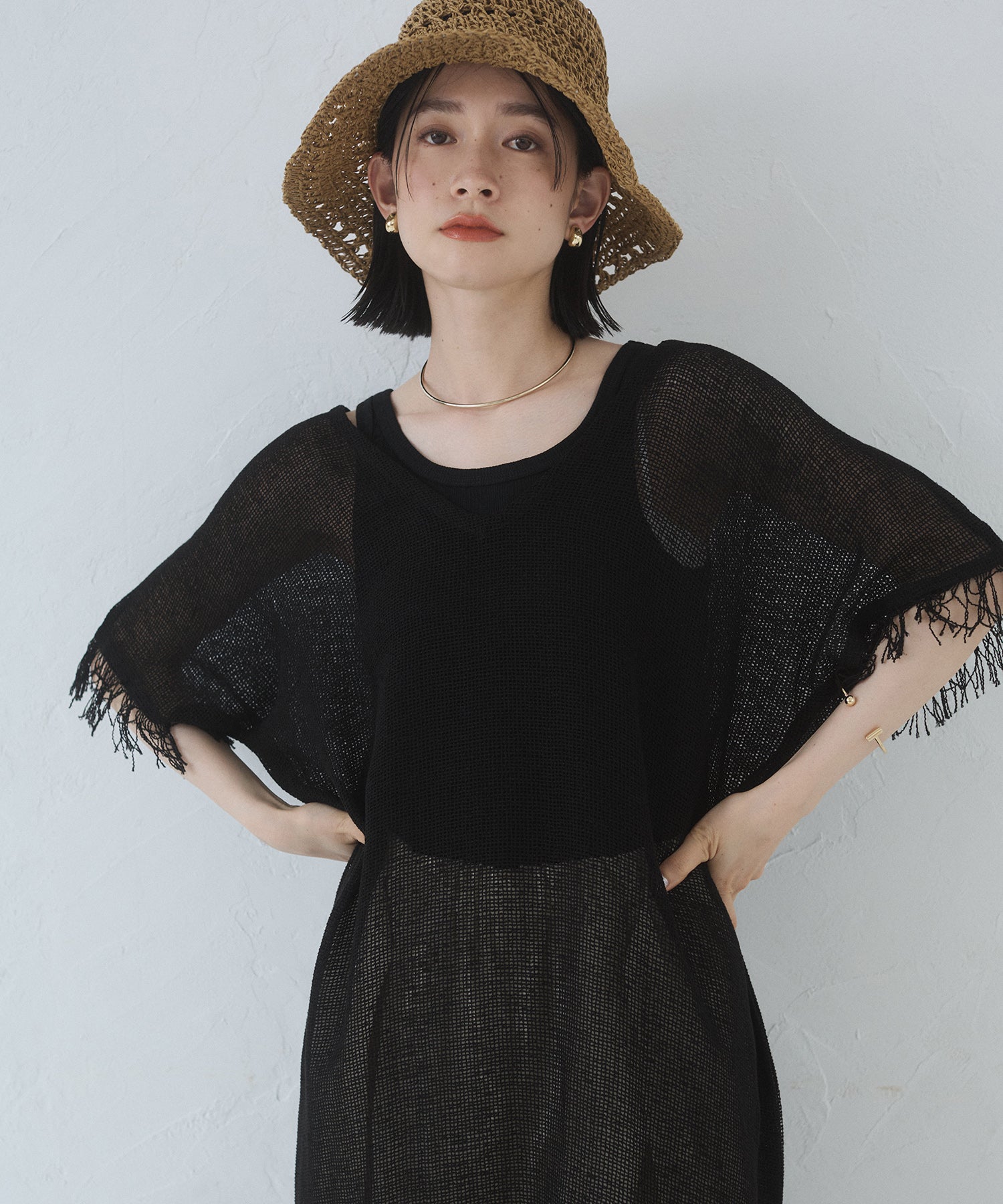 メッシュ ジレワンピース