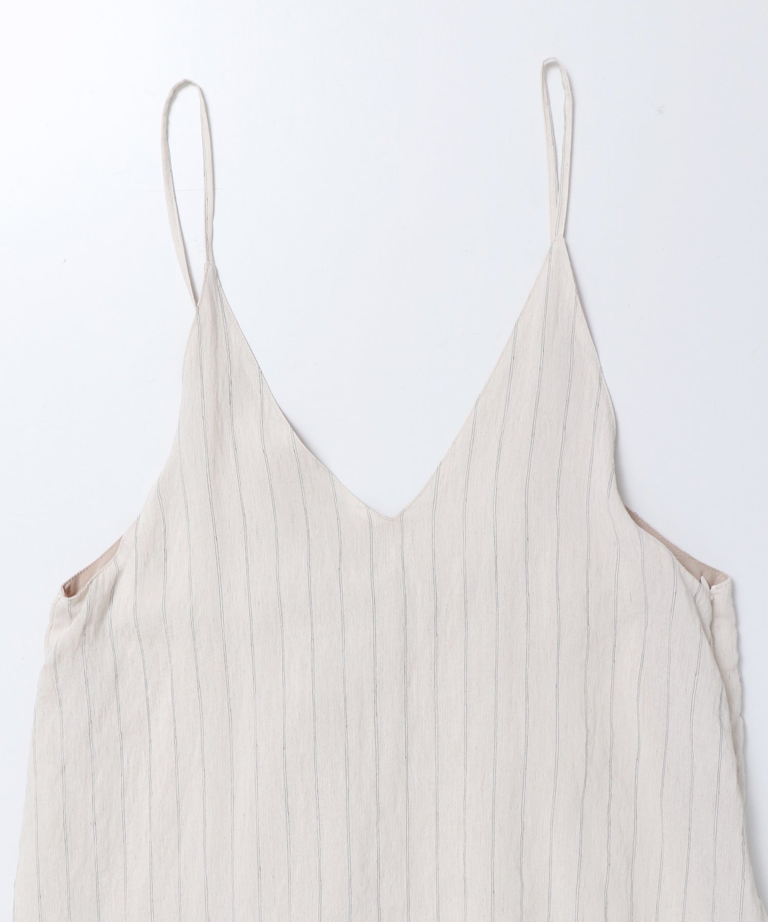 バックギャザー ストライプキャミワンピース