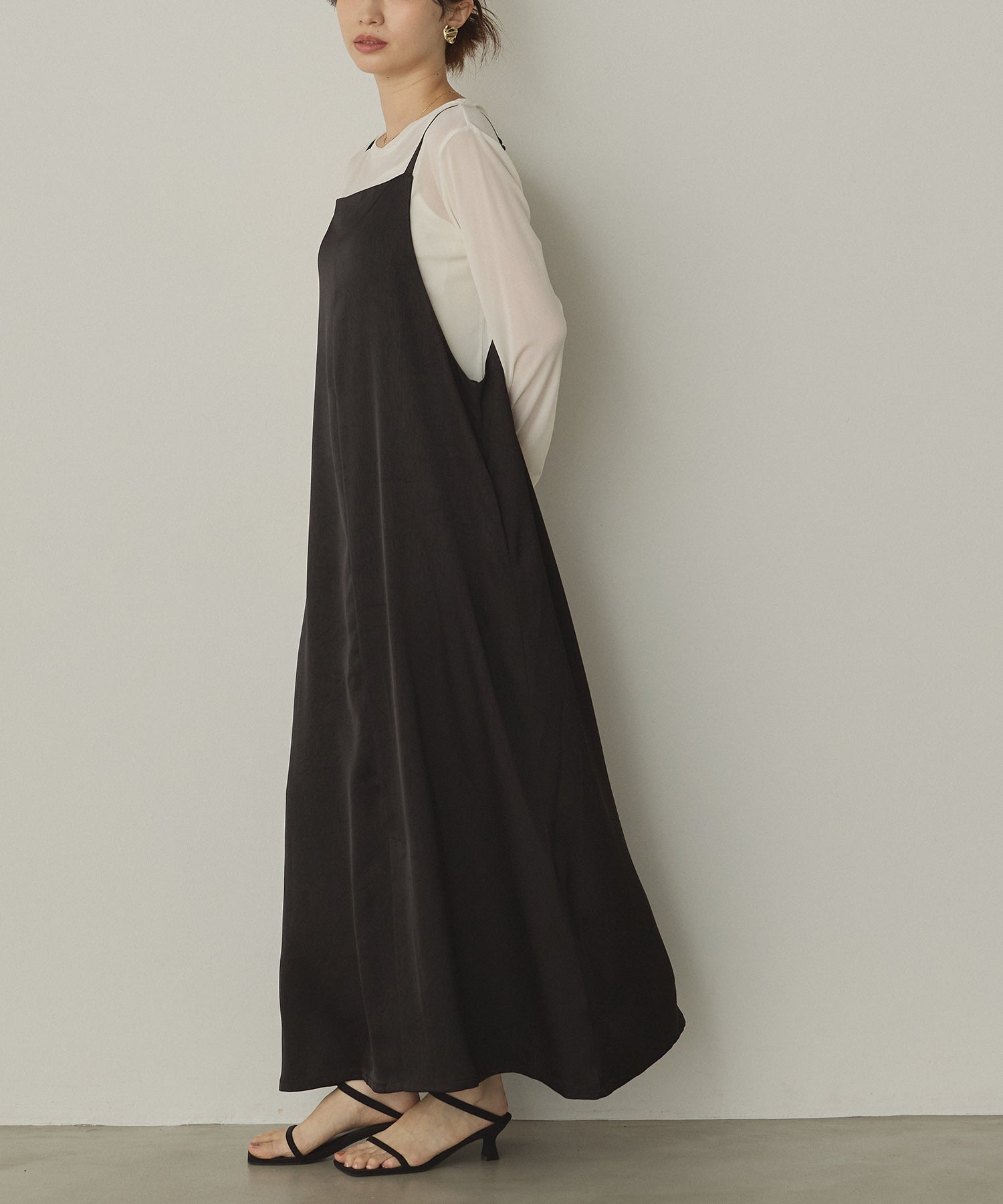 前後2WAY ワッシャーサテン キャミワンピース