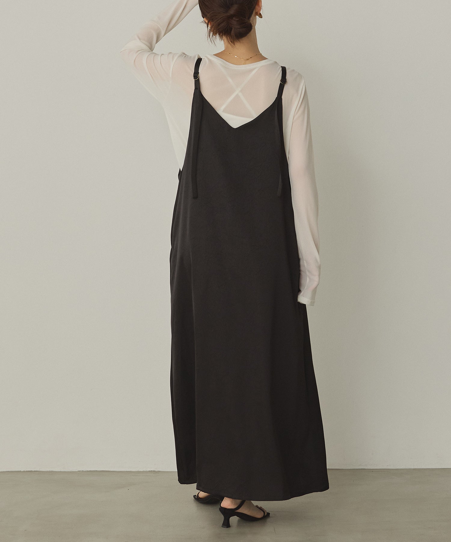 前後2WAY ワッシャーサテン キャミワンピース