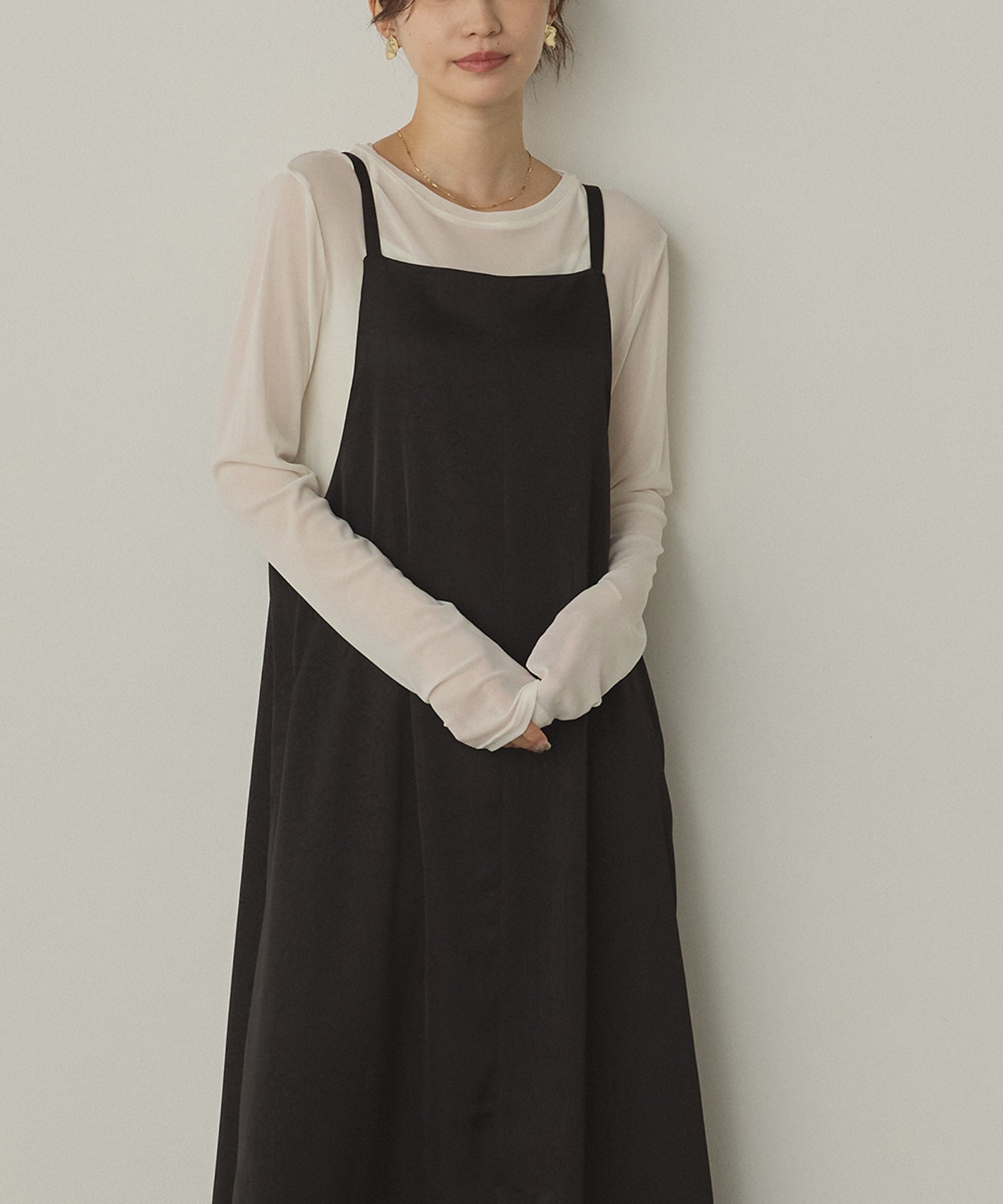 前後2WAY ワッシャーサテン キャミワンピース