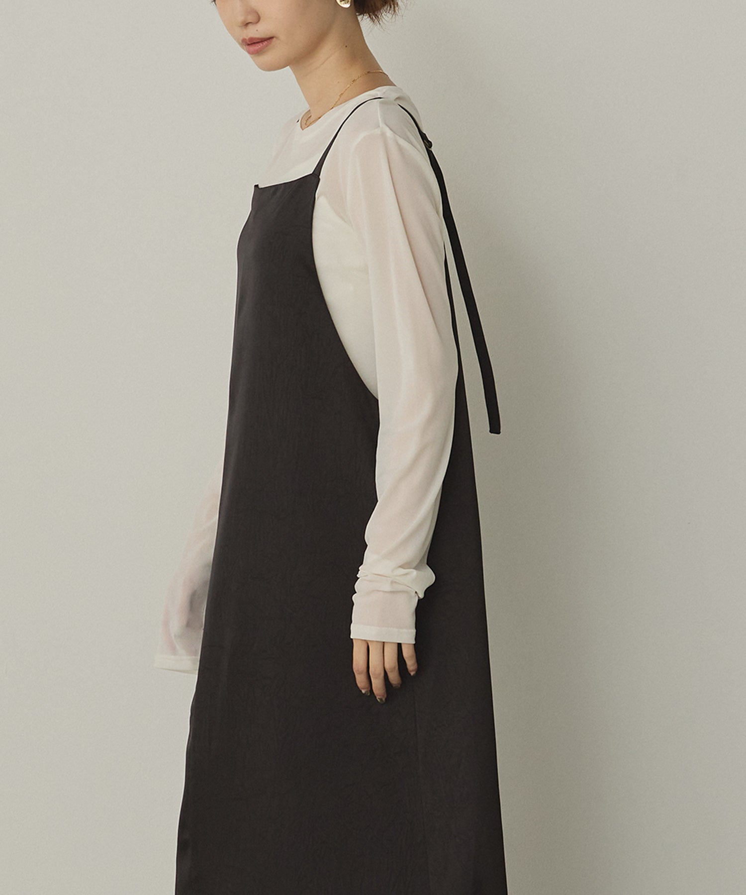 前後2WAY ワッシャーサテン キャミワンピース