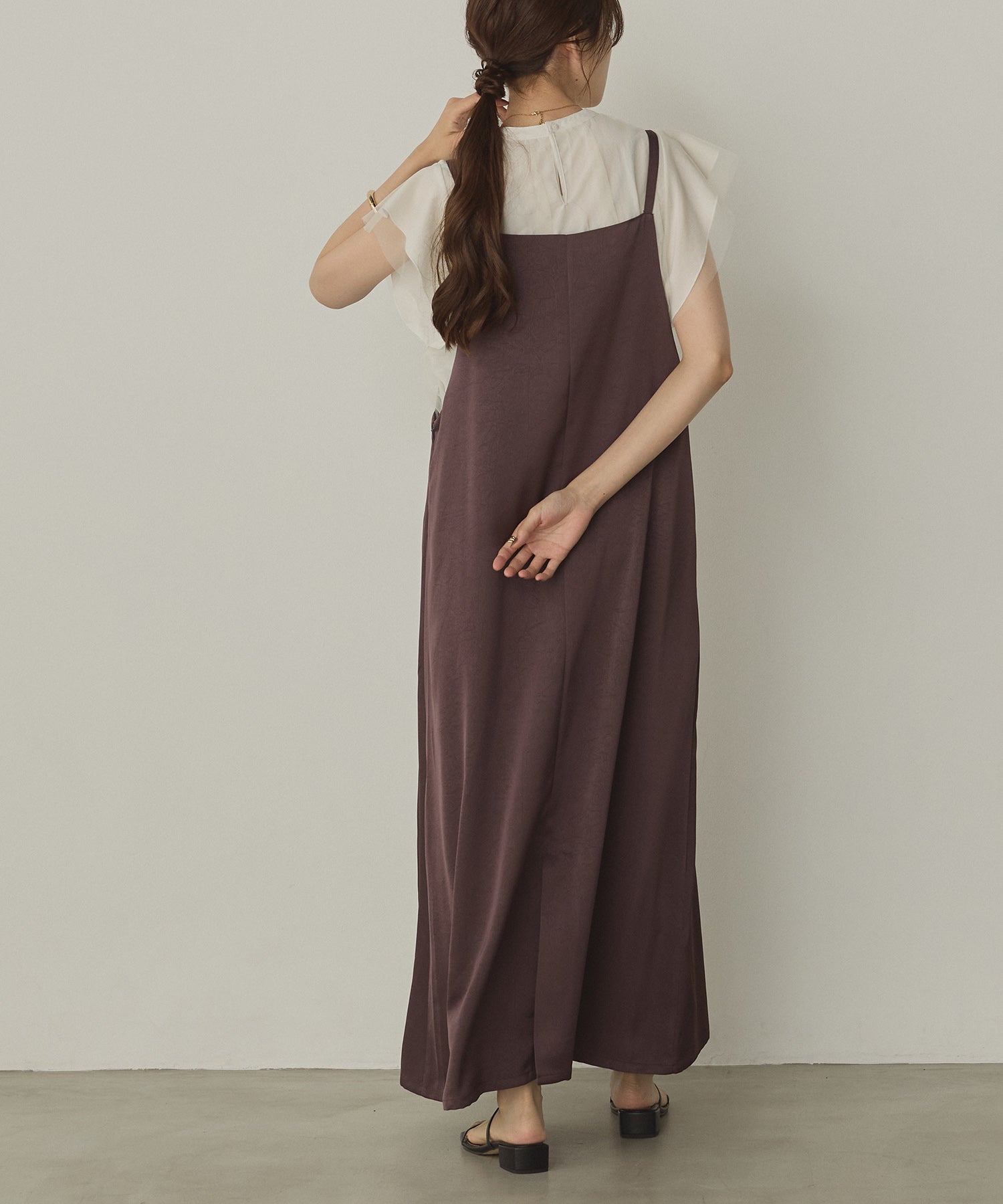 前後2WAY ワッシャーサテン キャミワンピース