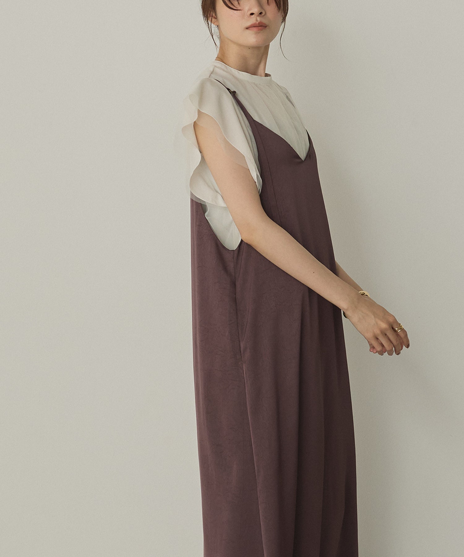 前後2WAY ワッシャーサテン キャミワンピース