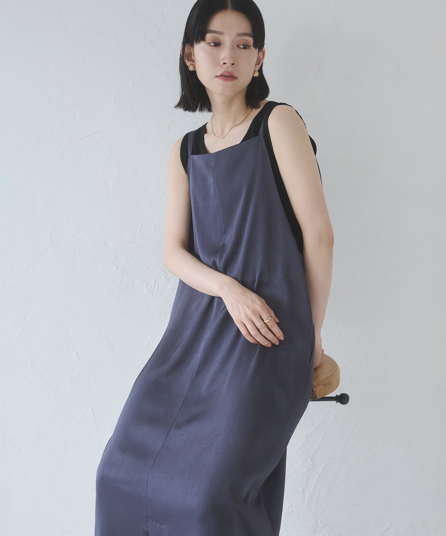 前後2WAY ワッシャーサテン キャミワンピース