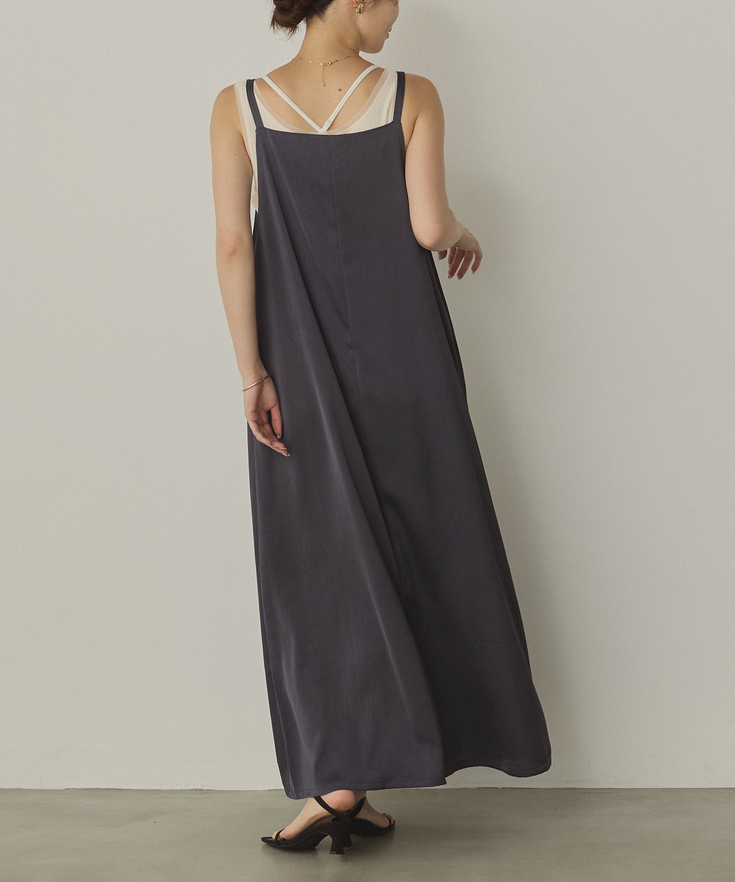 前後2WAY ワッシャーサテン キャミワンピース