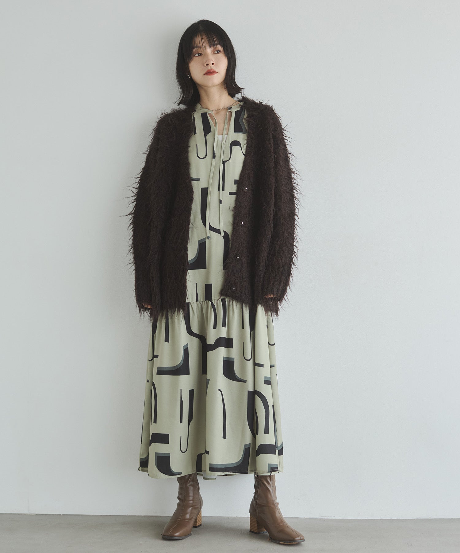 ジョーゼット柄 プリントワンピース