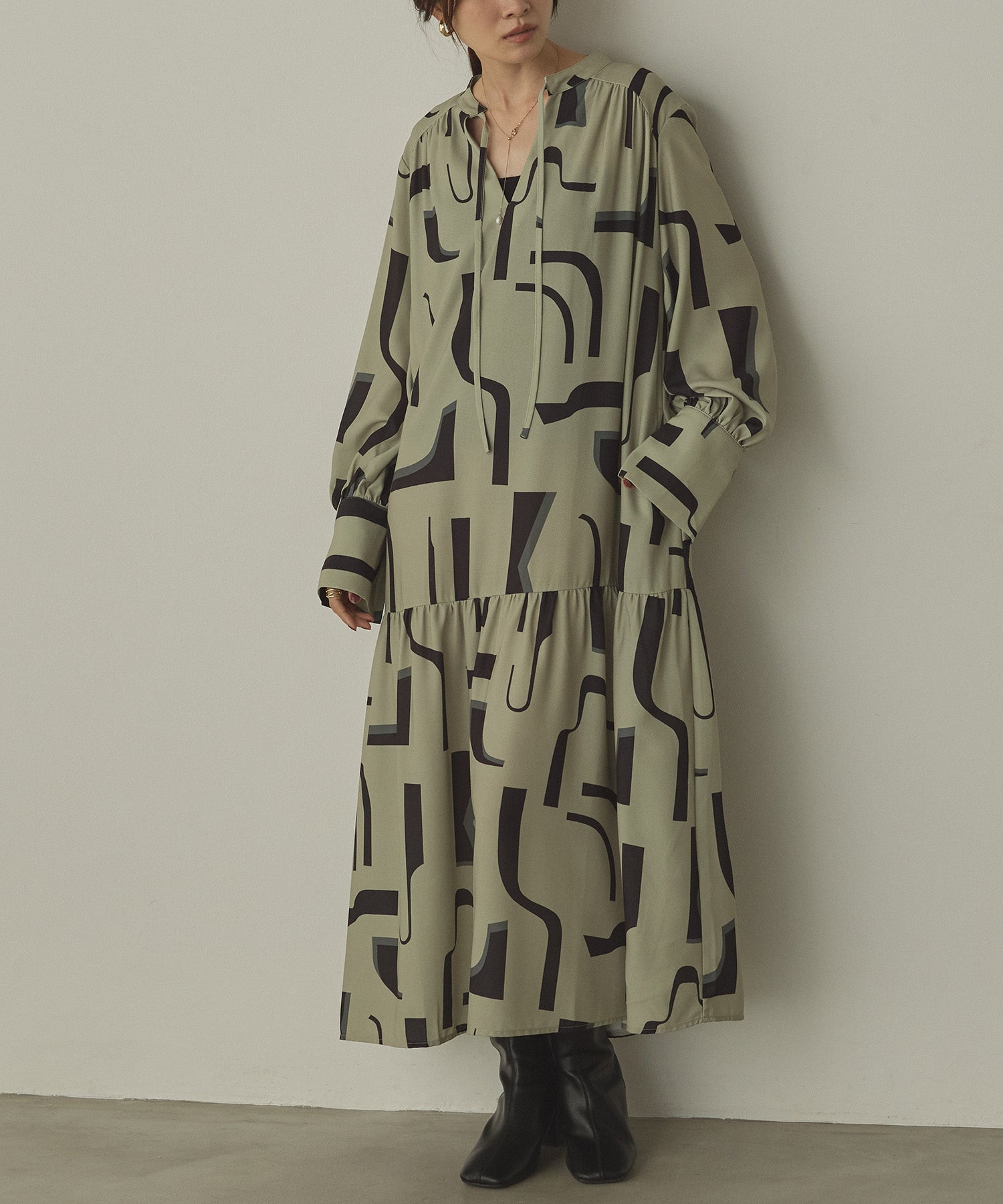 ジョーゼット柄 プリントワンピース