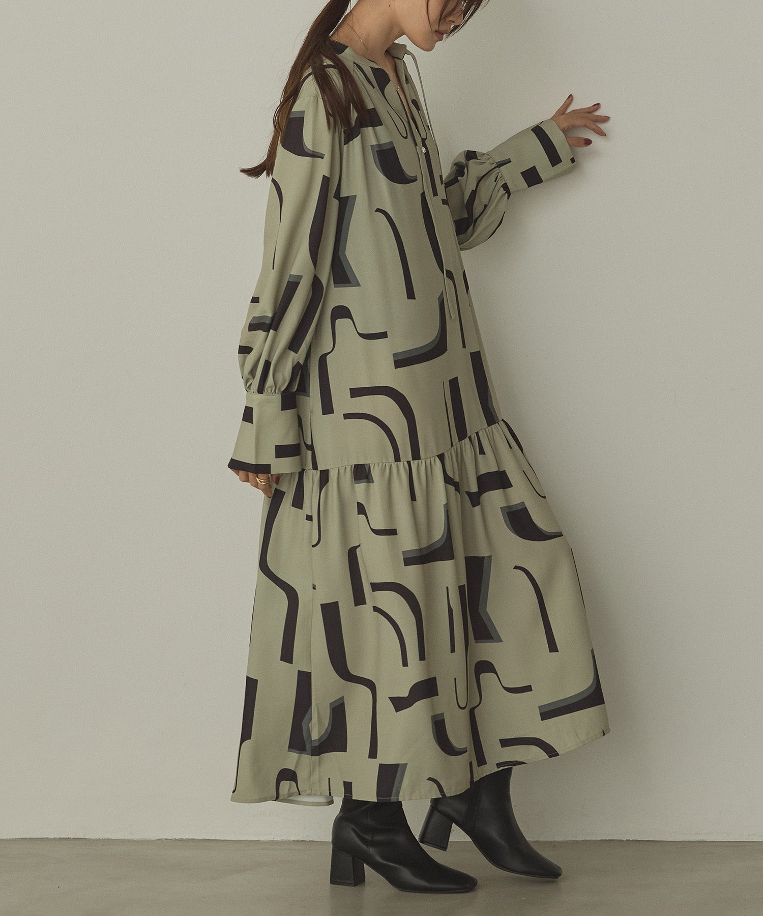 ジョーゼット柄 プリントワンピース