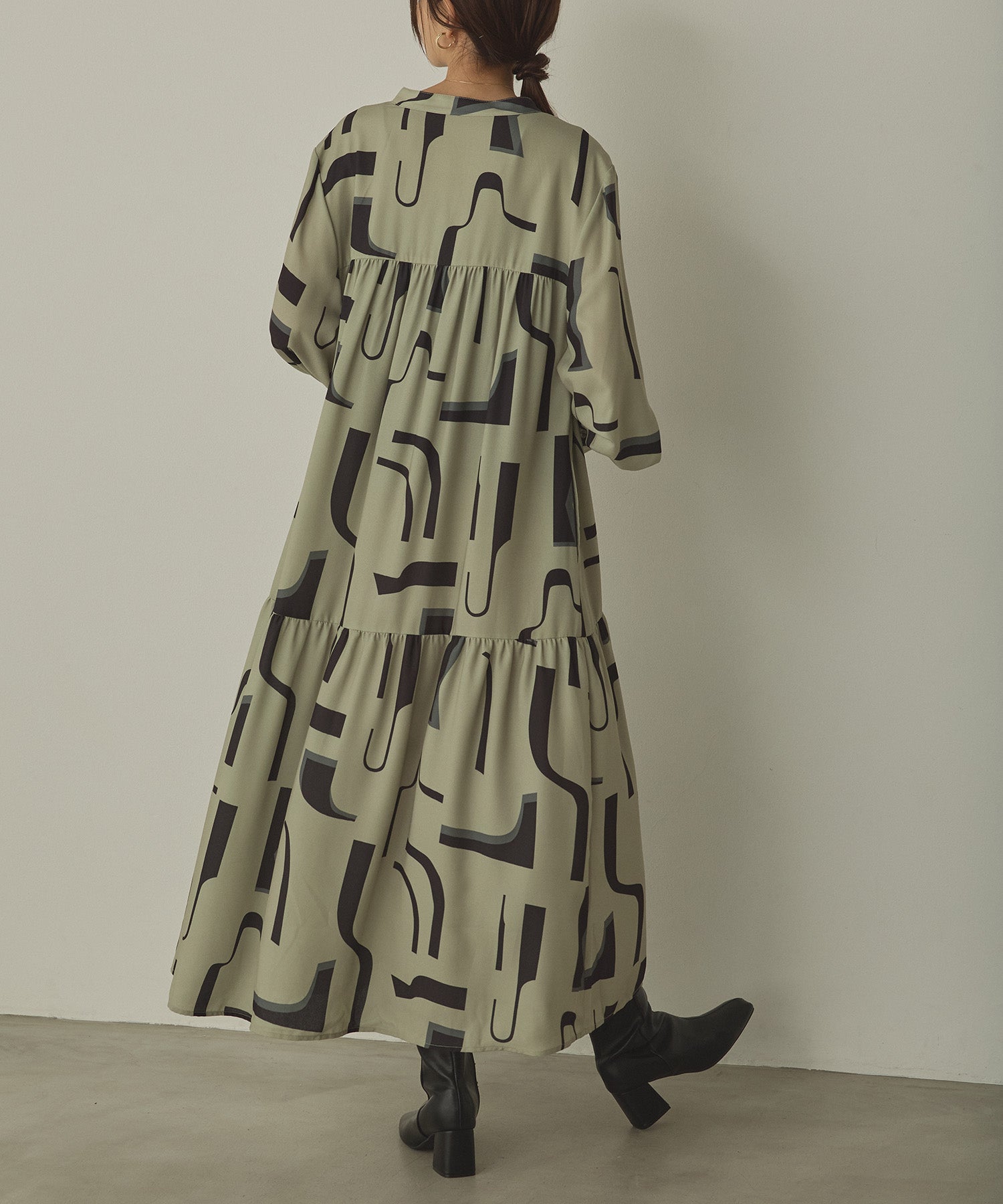 ジョーゼット柄 プリントワンピース