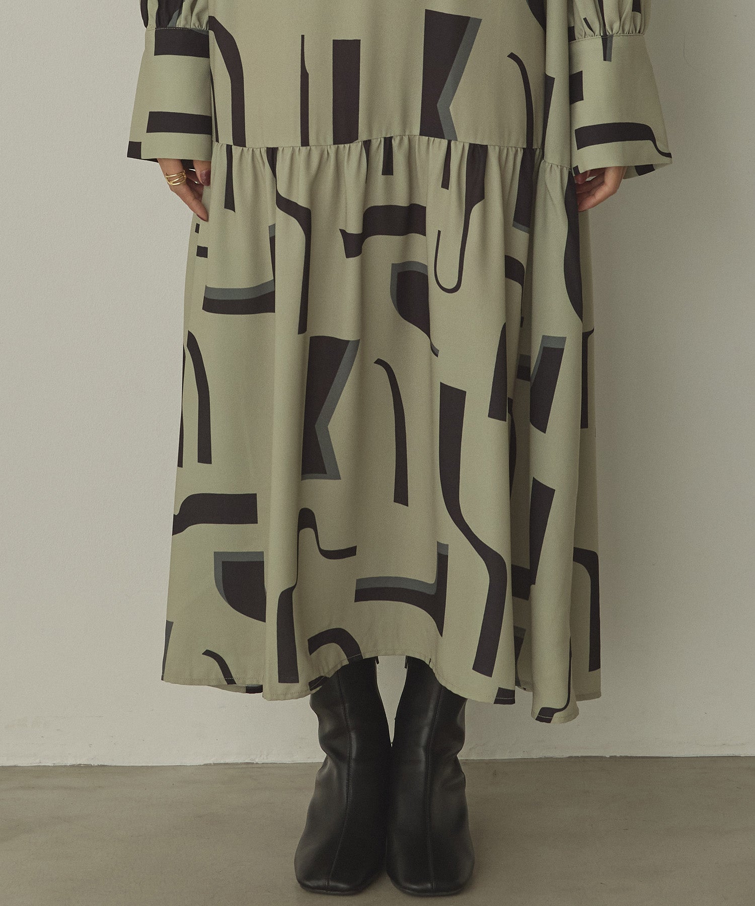 ジョーゼット柄 プリントワンピース