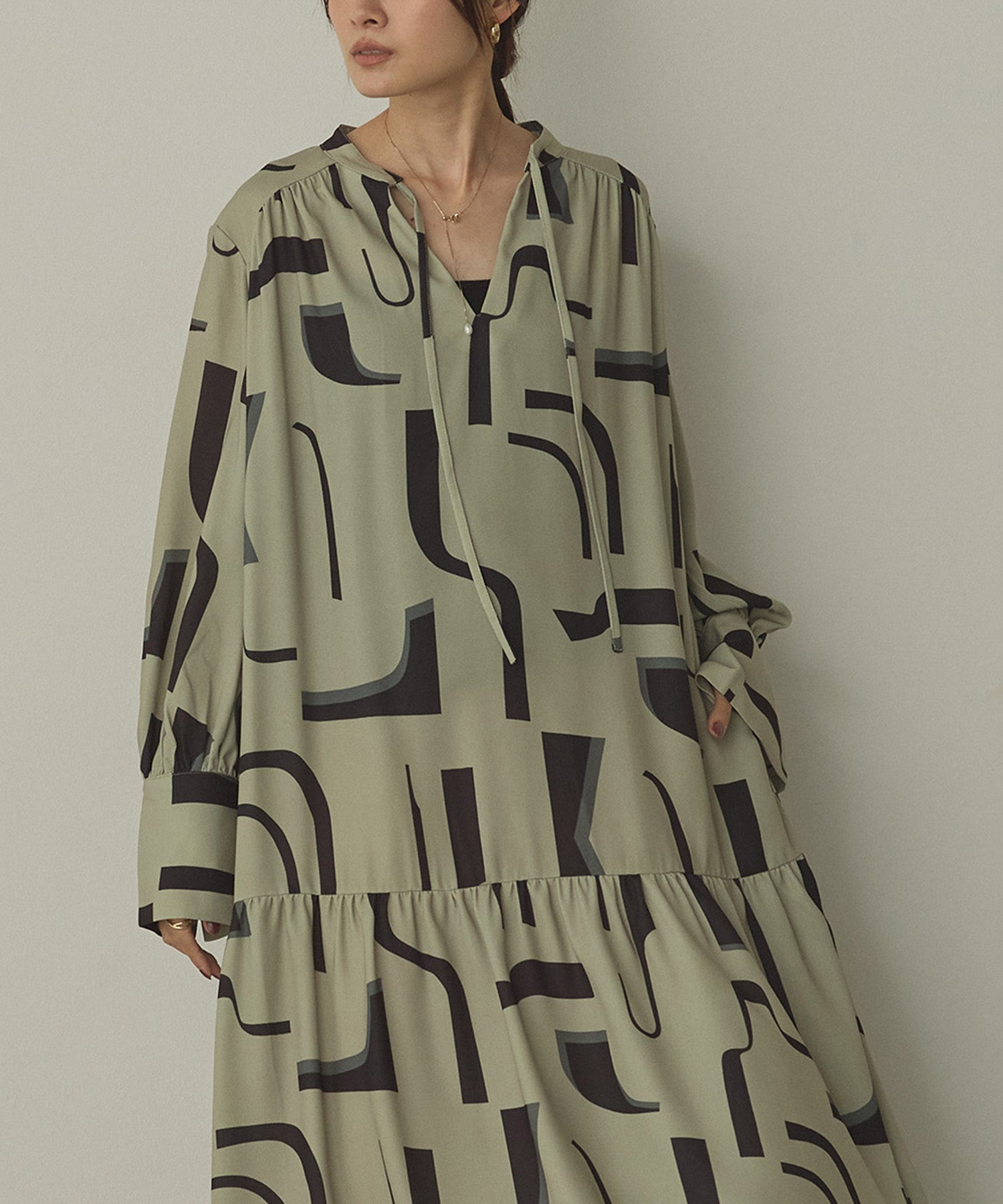 ジョーゼット柄 プリントワンピース