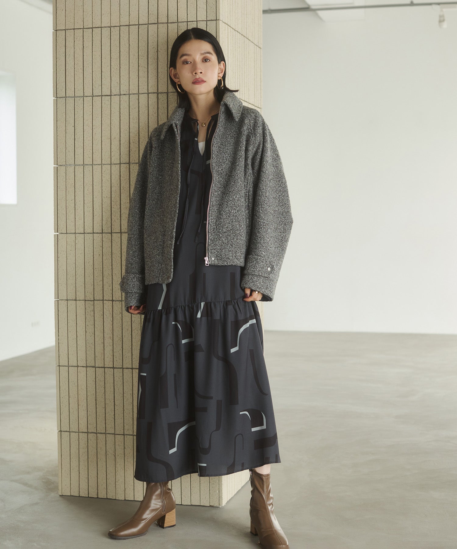 ジョーゼット柄 プリントワンピース