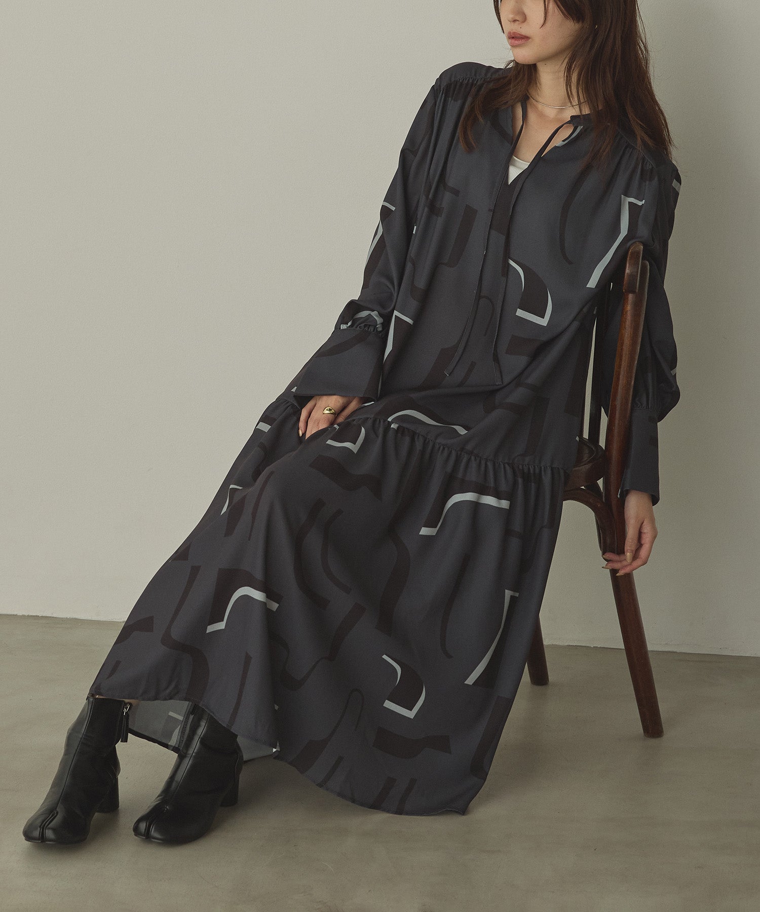 ジョーゼット柄 プリントワンピース