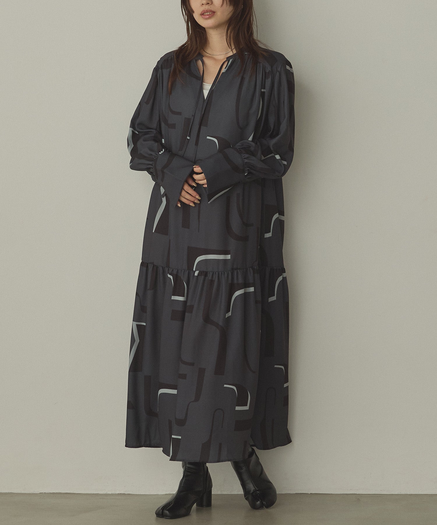 ジョーゼット柄 プリントワンピース