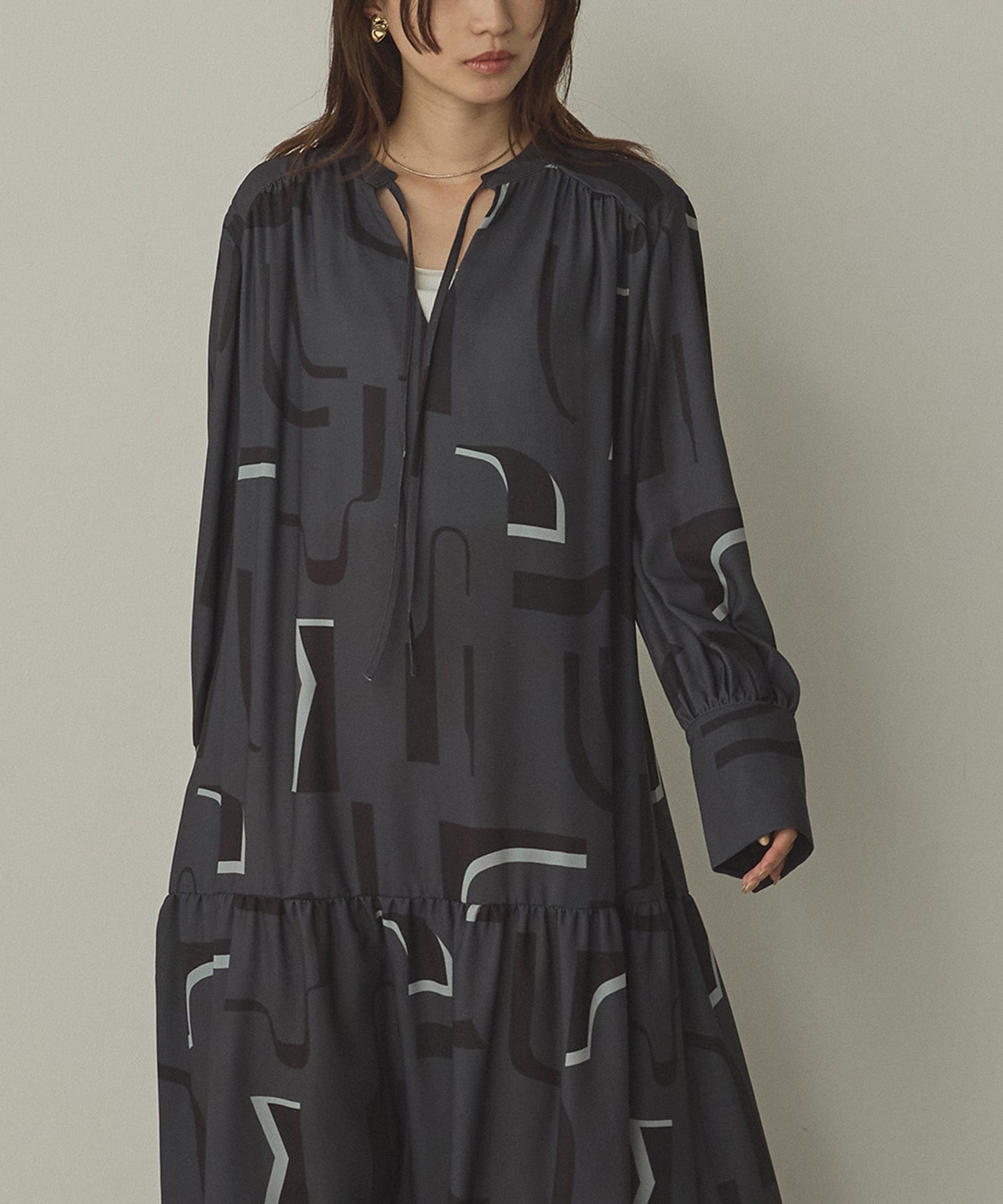 ジョーゼット柄 プリントワンピース