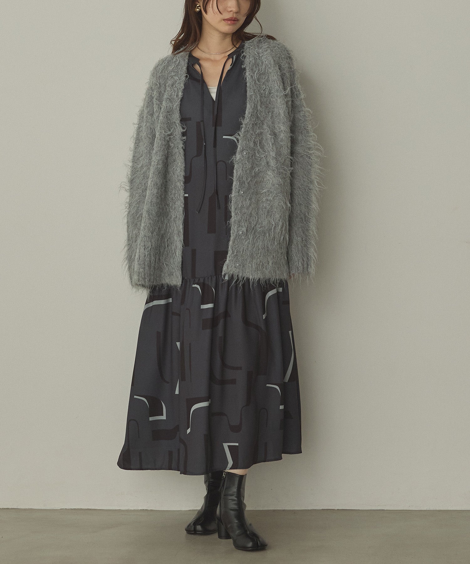 ジョーゼット柄 プリントワンピース