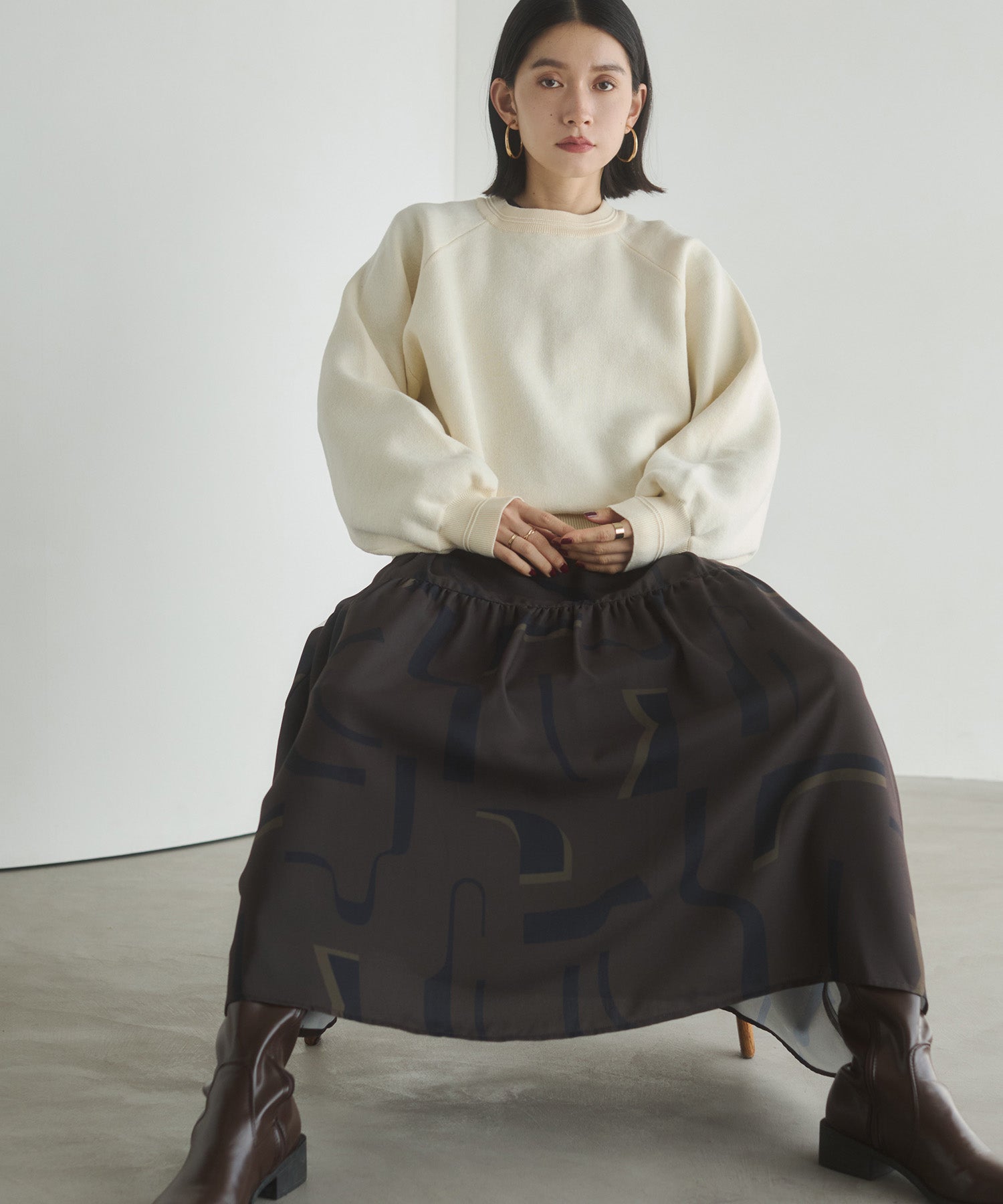 ジョーゼット柄 プリントワンピース