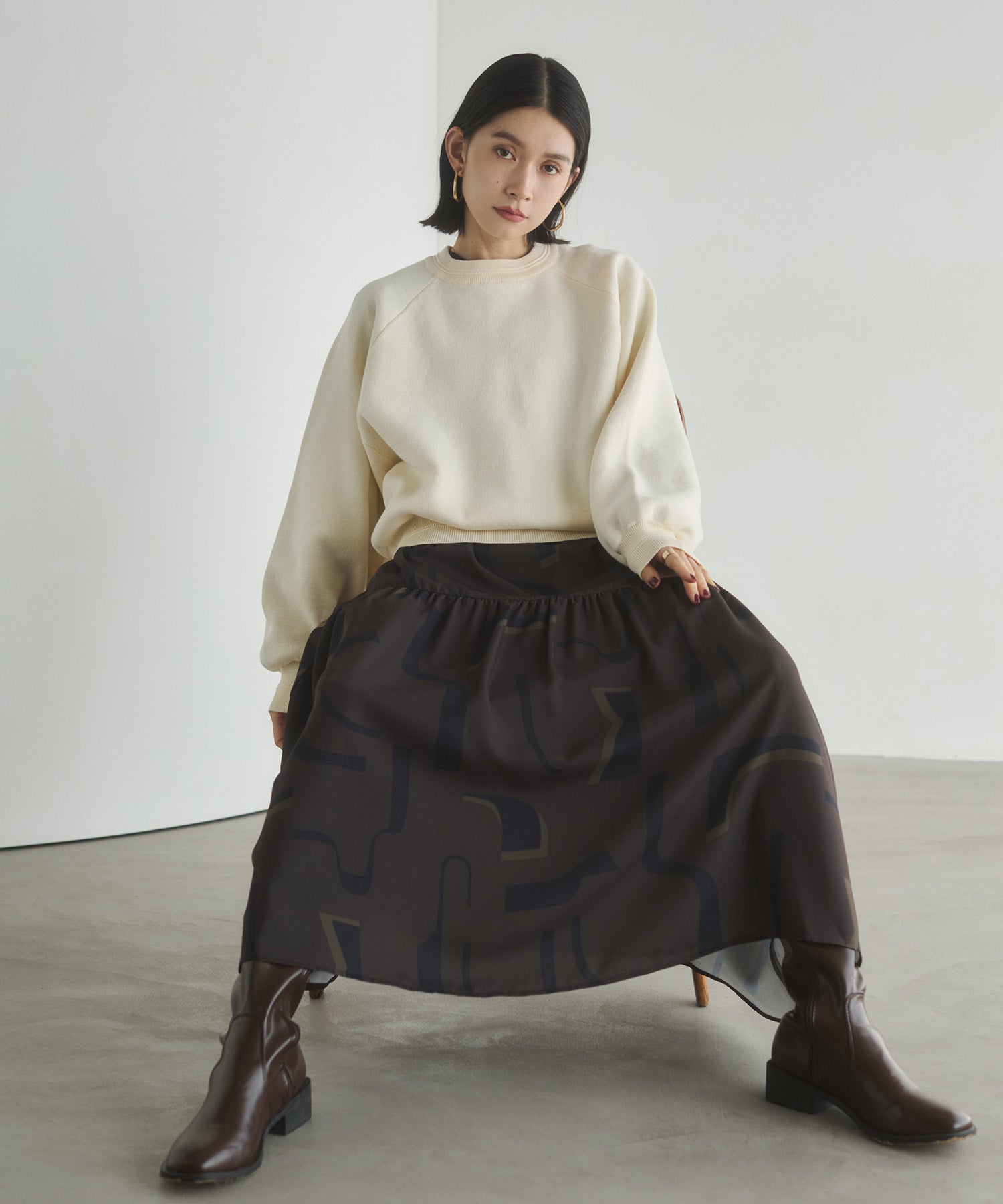 ジョーゼット柄 プリントワンピース